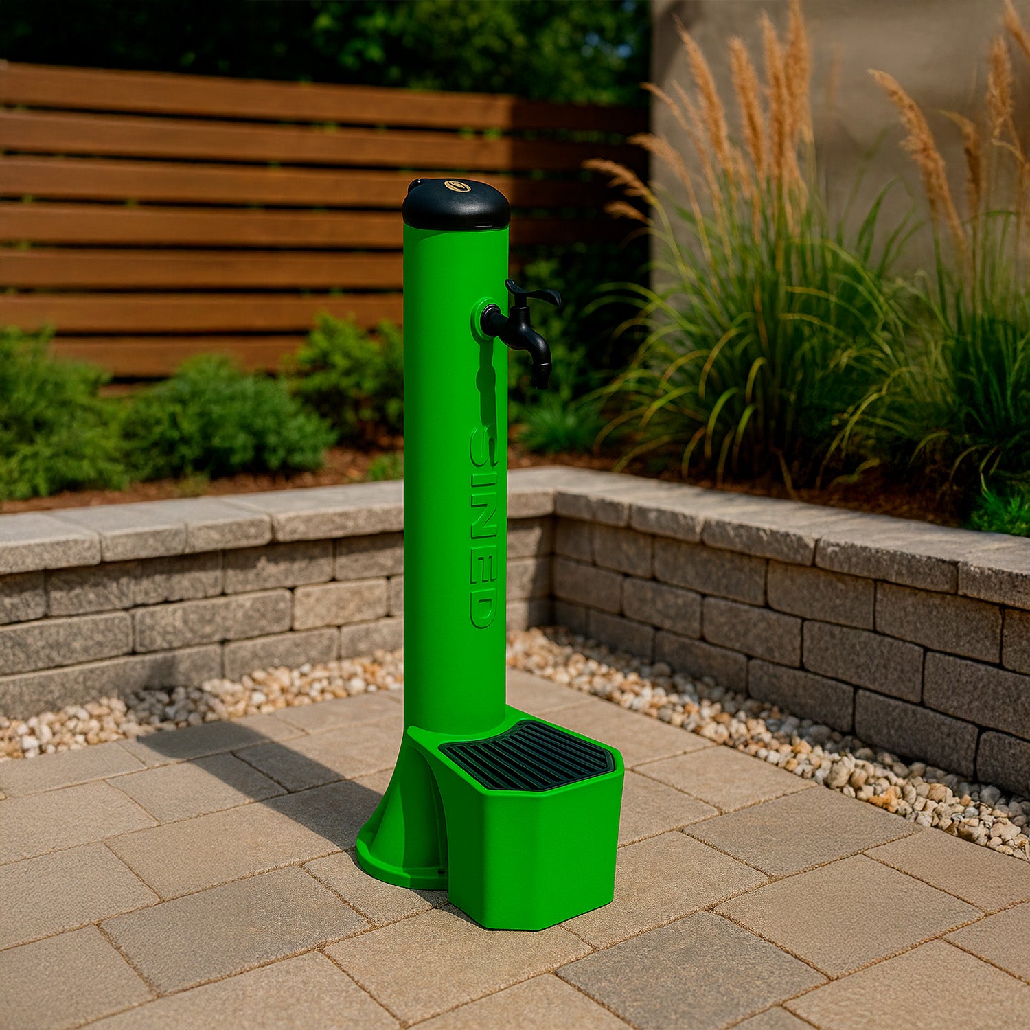 Fuente verde para exterior Sined Tritone, diseño elegante mate