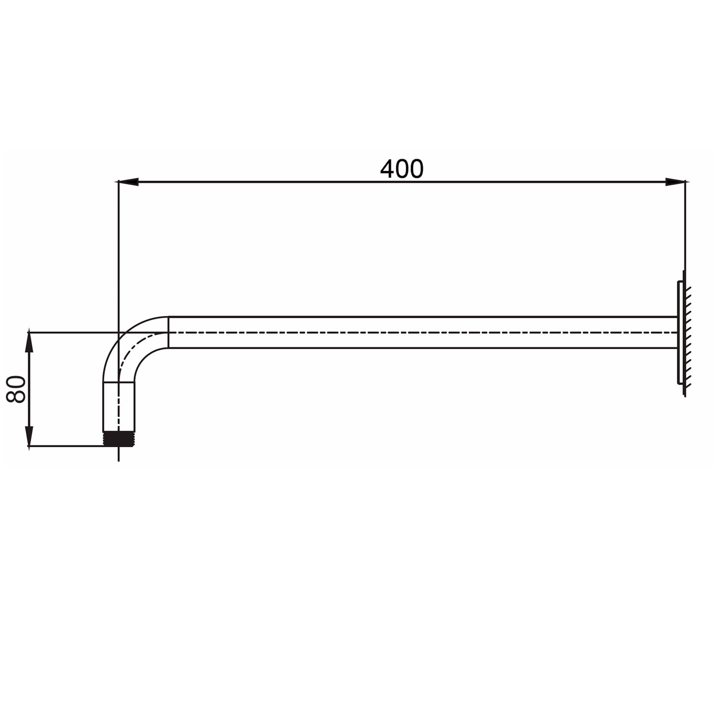 Braccio doccia parete Levante inox 316L canna fucile