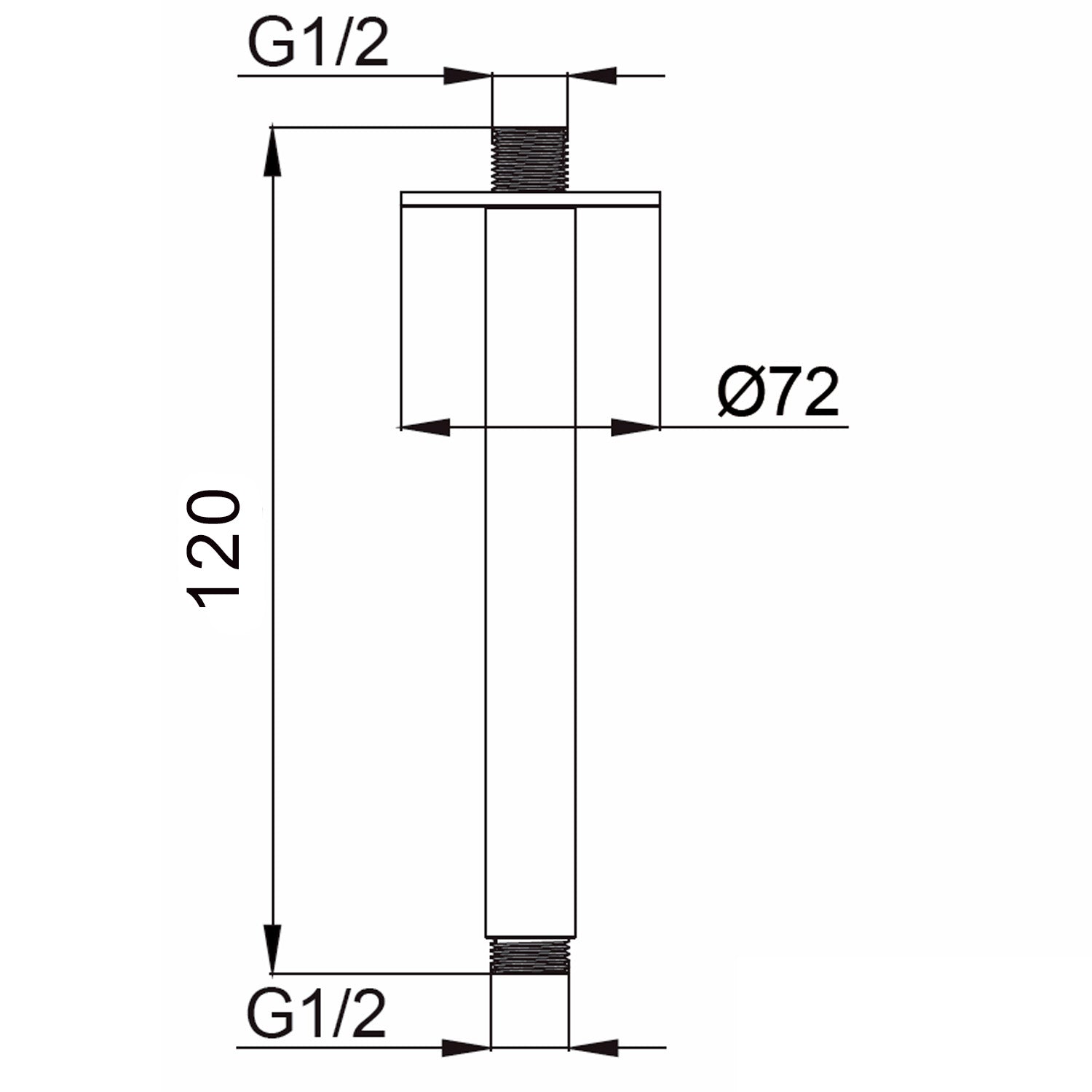Braccio doccia soffitto inox corto eleganza e resistenza