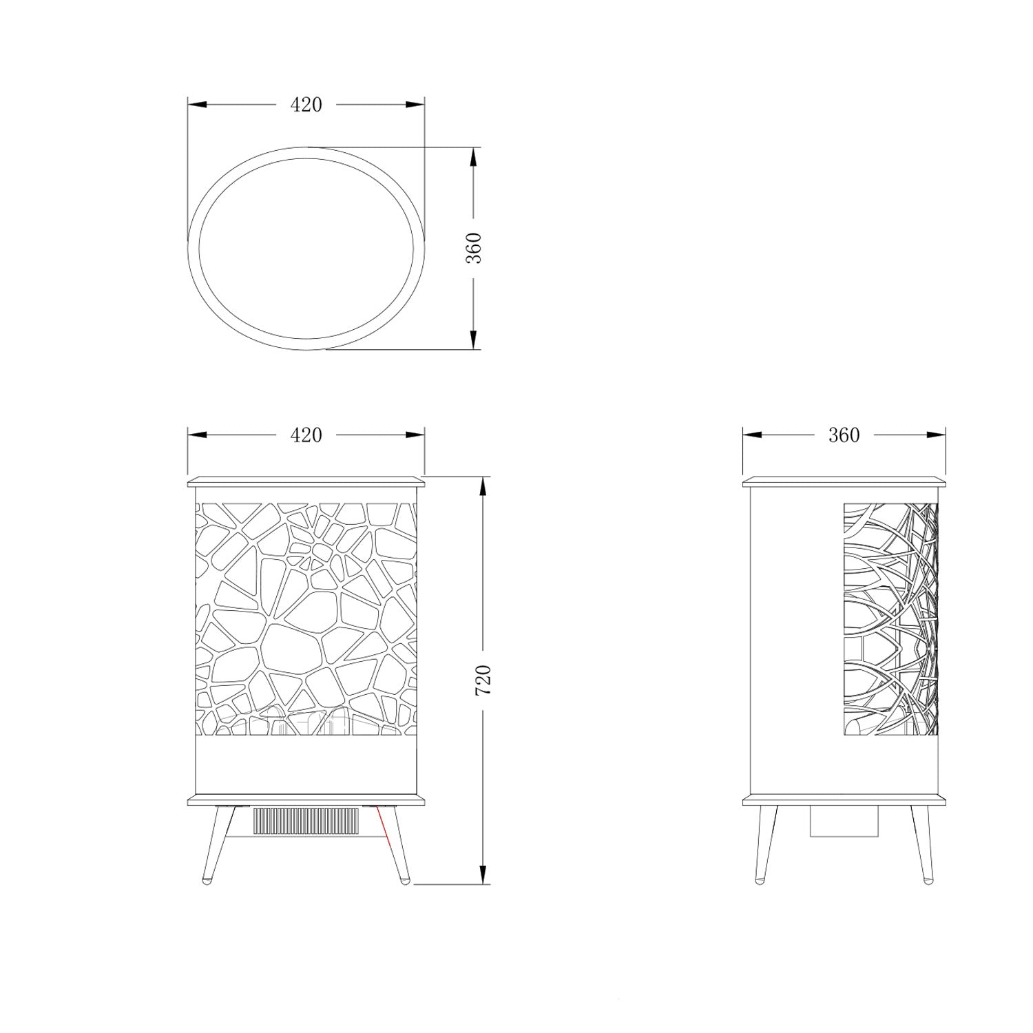 Caminetto rotondo Gardena design elegante e fiamma olografic