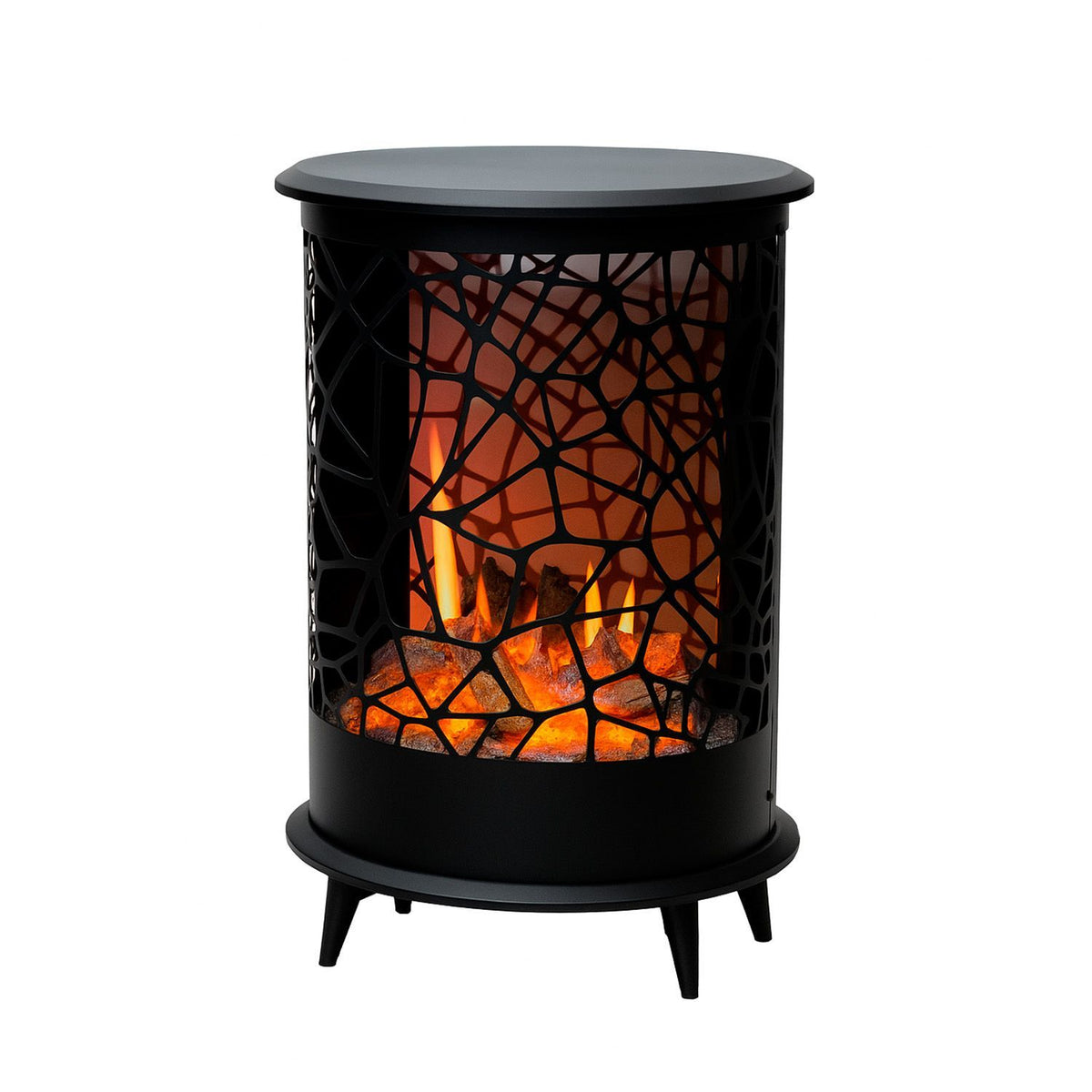 Caminetto rotondo Gardena design elegante fiamma olografica