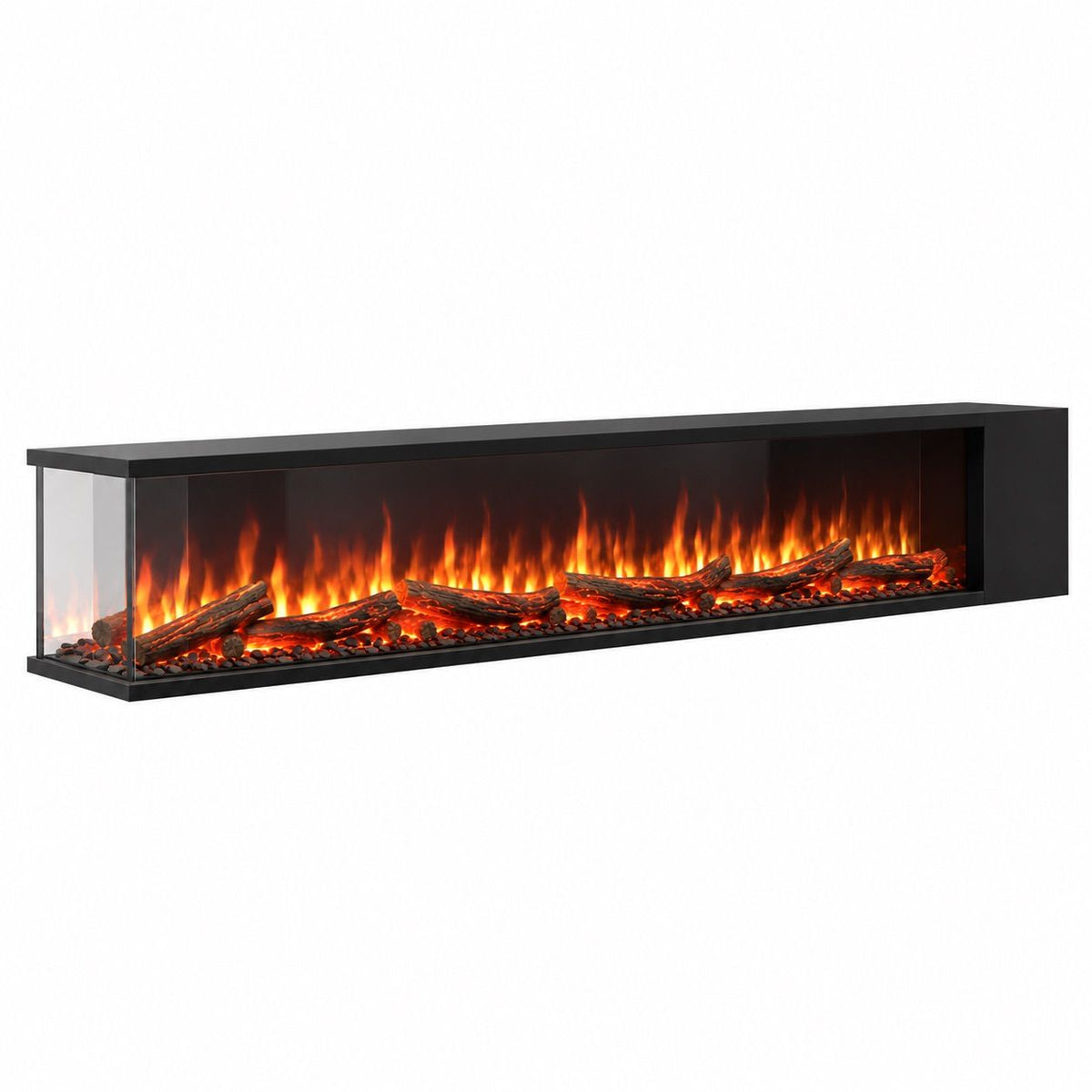 Caminetto olografico angolare destro 200 cm design premium