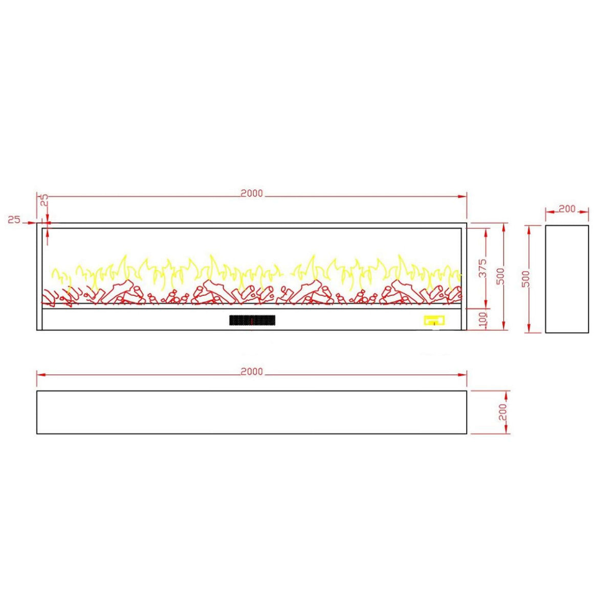 Caminetto Elettrico Vesuvio 200 Cm Eleganza e Calore