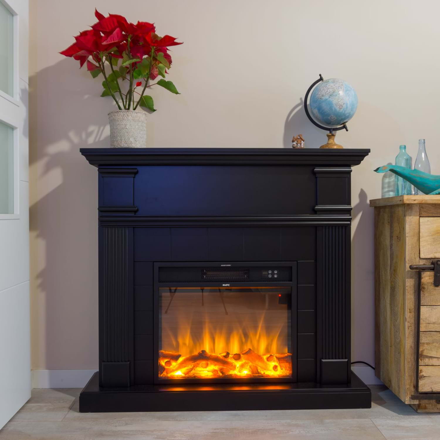 Caminetto Elettrico Nero Elegante Per Casa e Ufficio