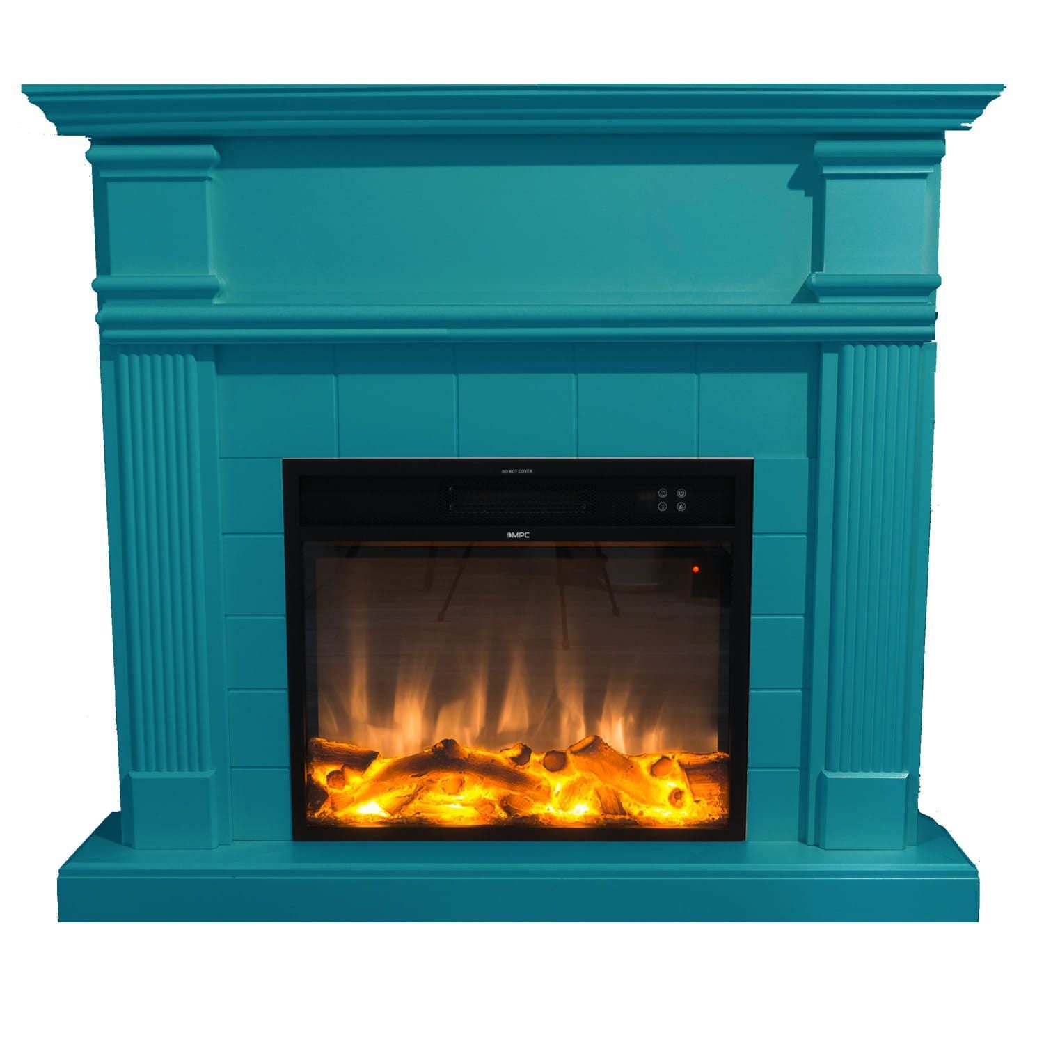 Caminetto Elettrico Turchese 1500w Con Effetto Fiamma Realistico