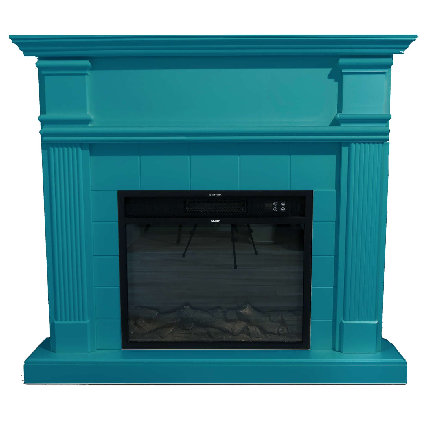 Caminetto Elettrico Turchese 1500w Con Effetto Fiamma Realistico