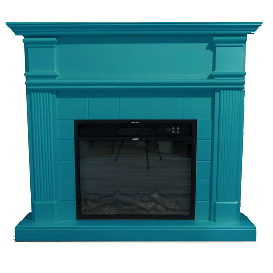 Caminetto Elettrico Turchese 1500w Con Effetto Fiamma Realistico