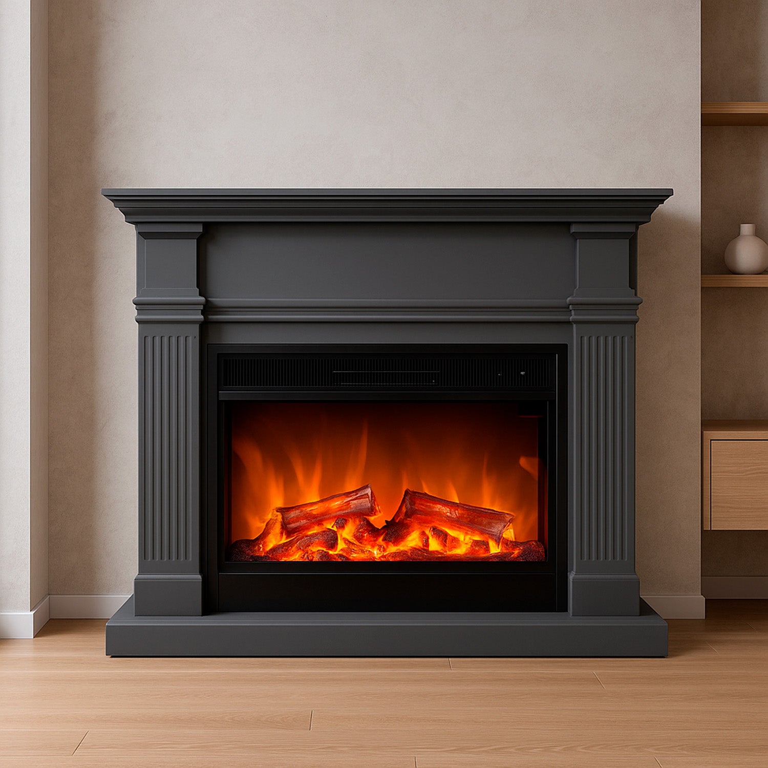 Caminetto elettrico grigio Sined Caldera eleganza e comfort per casa e ufficio