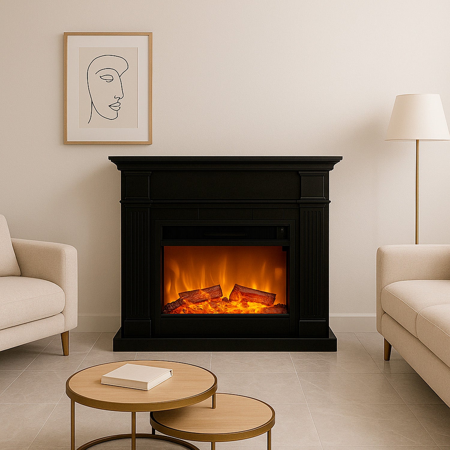 Caminetto Elettrico Nero Elegante per Casa e Ufficio