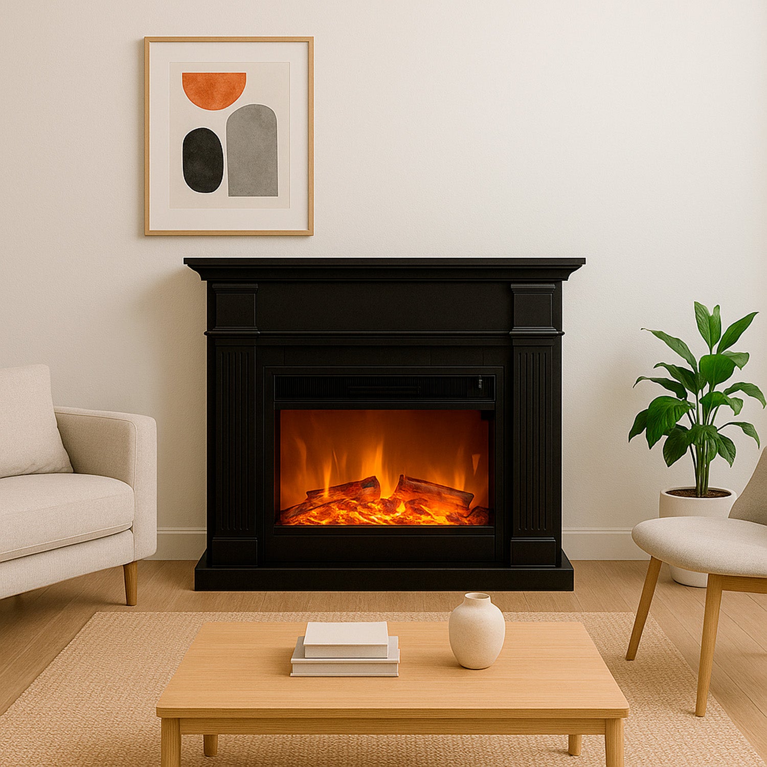Caminetto Elettrico Nero Elegante per Casa e Ufficio