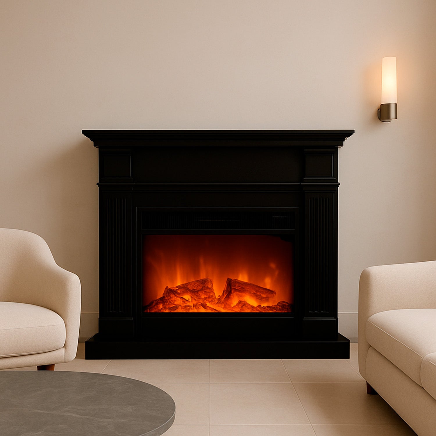 Caminetto Elettrico Nero Elegante per Casa e Ufficio