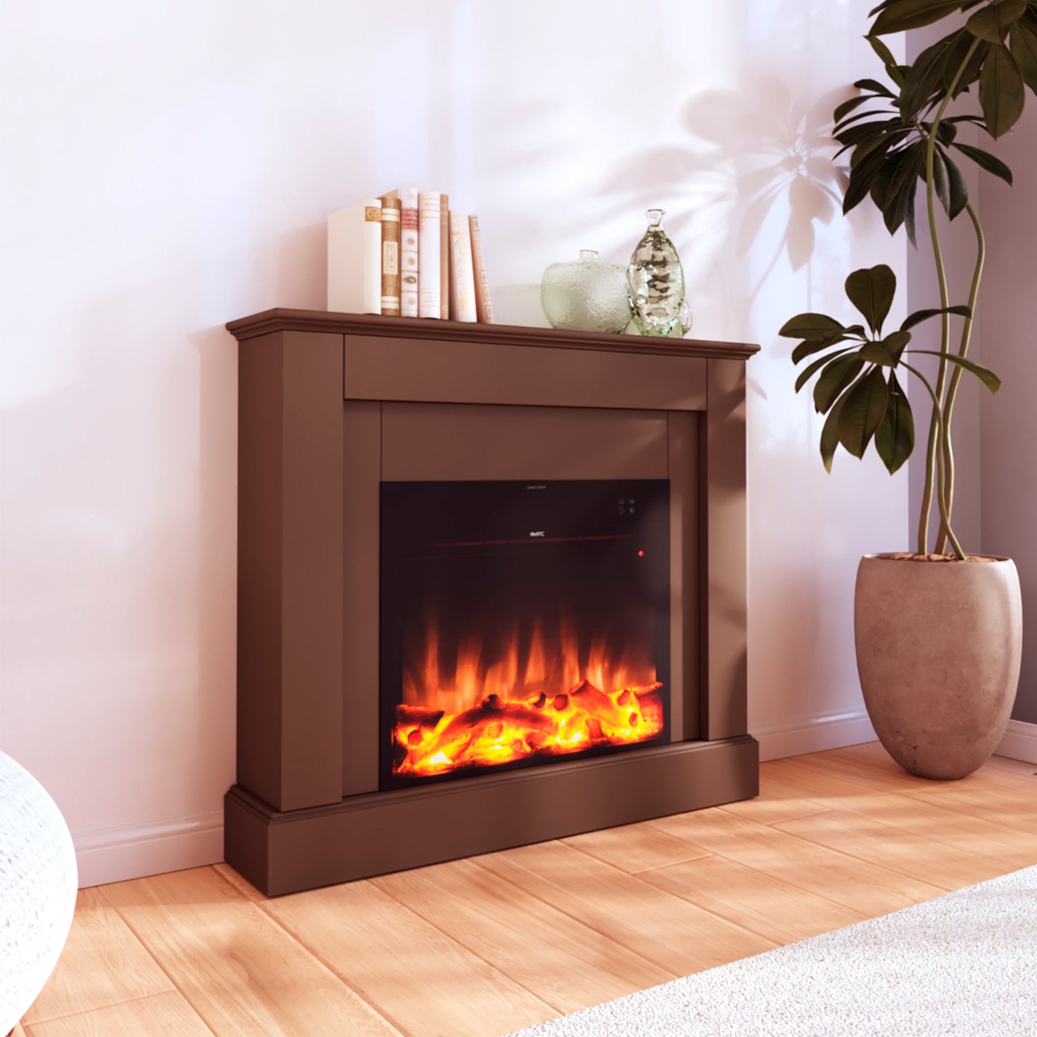 Caminetto Elettrico Camillo Marrone 60 Cm Eleganza e Calore Per La Tua Casa