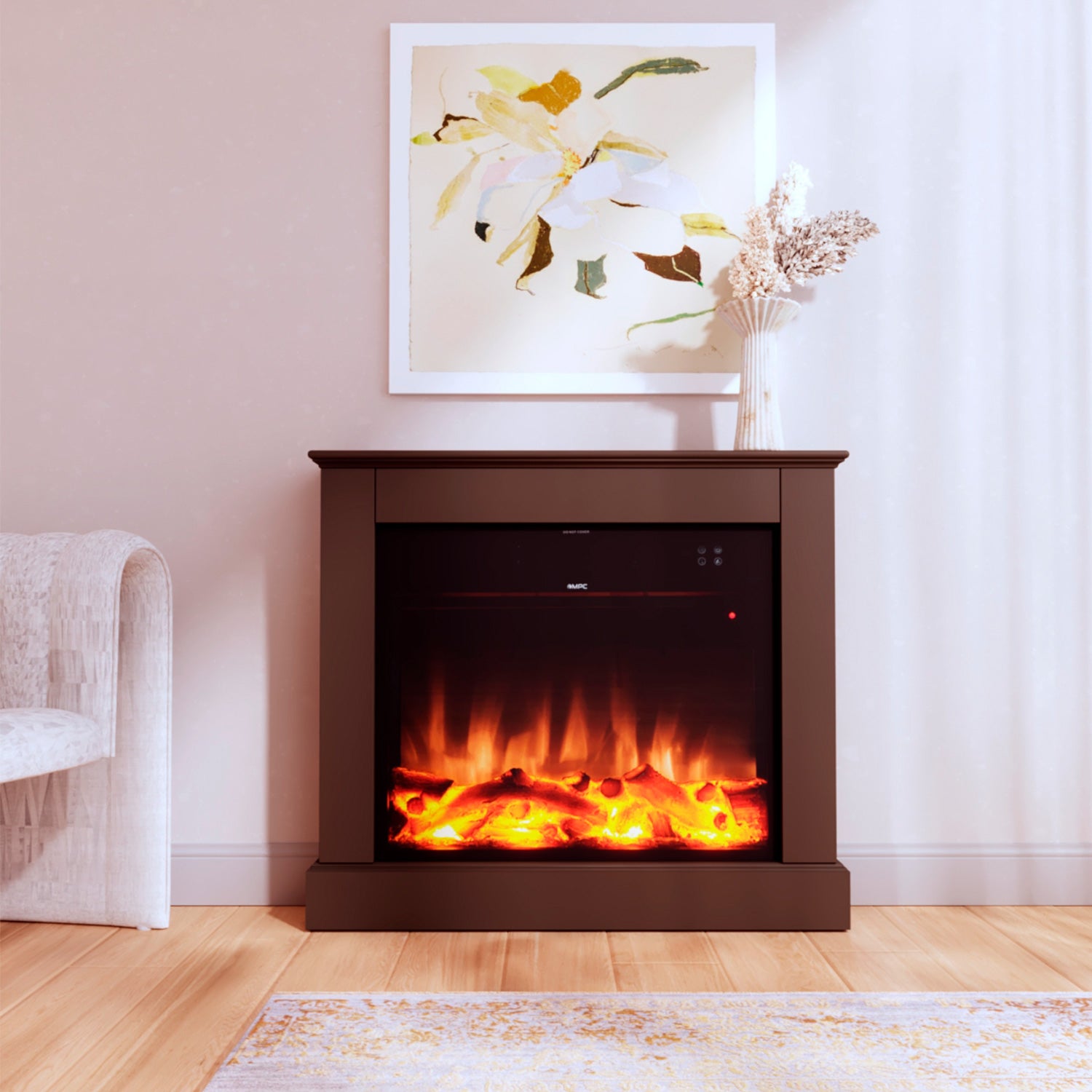 Camino Elettrico Camillo Xxl Marrone Eleganza e Calore In 75 Cm