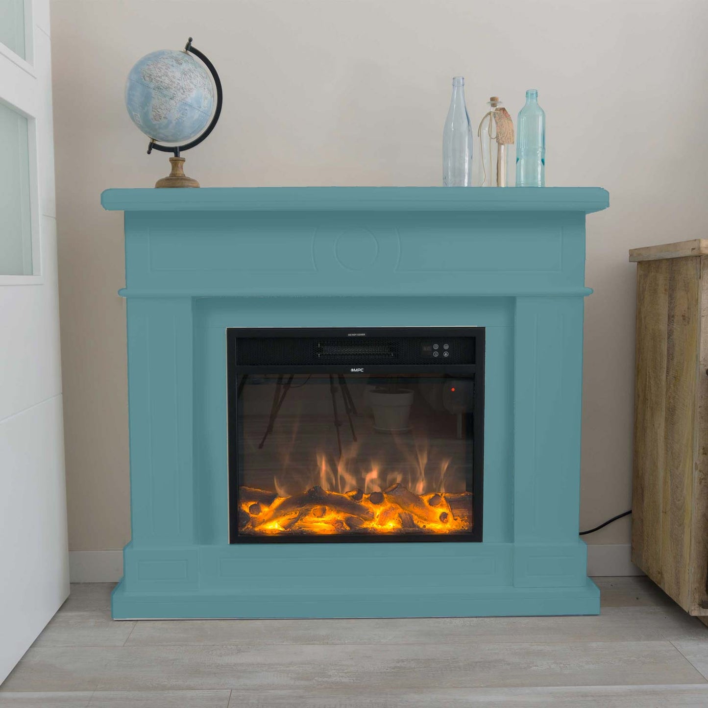Caminetto Elettrico Lipari Turchese Design Elegante e Riscaldamento Efficiente