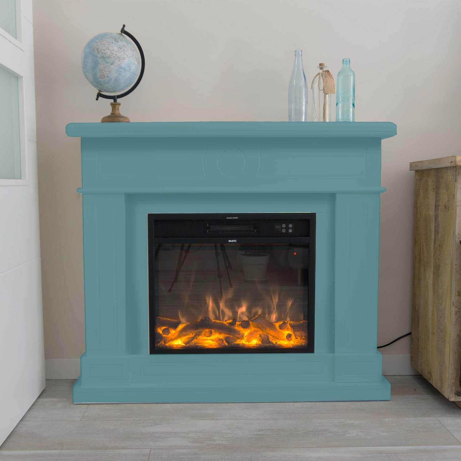 Caminetto Elettrico Lipari Turchese Design Elegante e Riscaldamento Efficiente