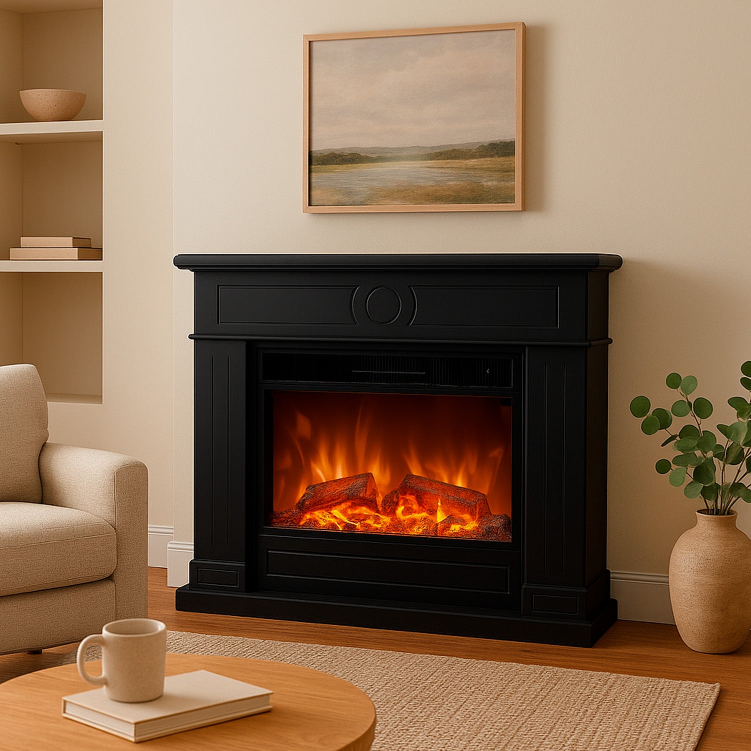 Caminetto Elettrico Nero Lipari XXL Eleganza e Comfort