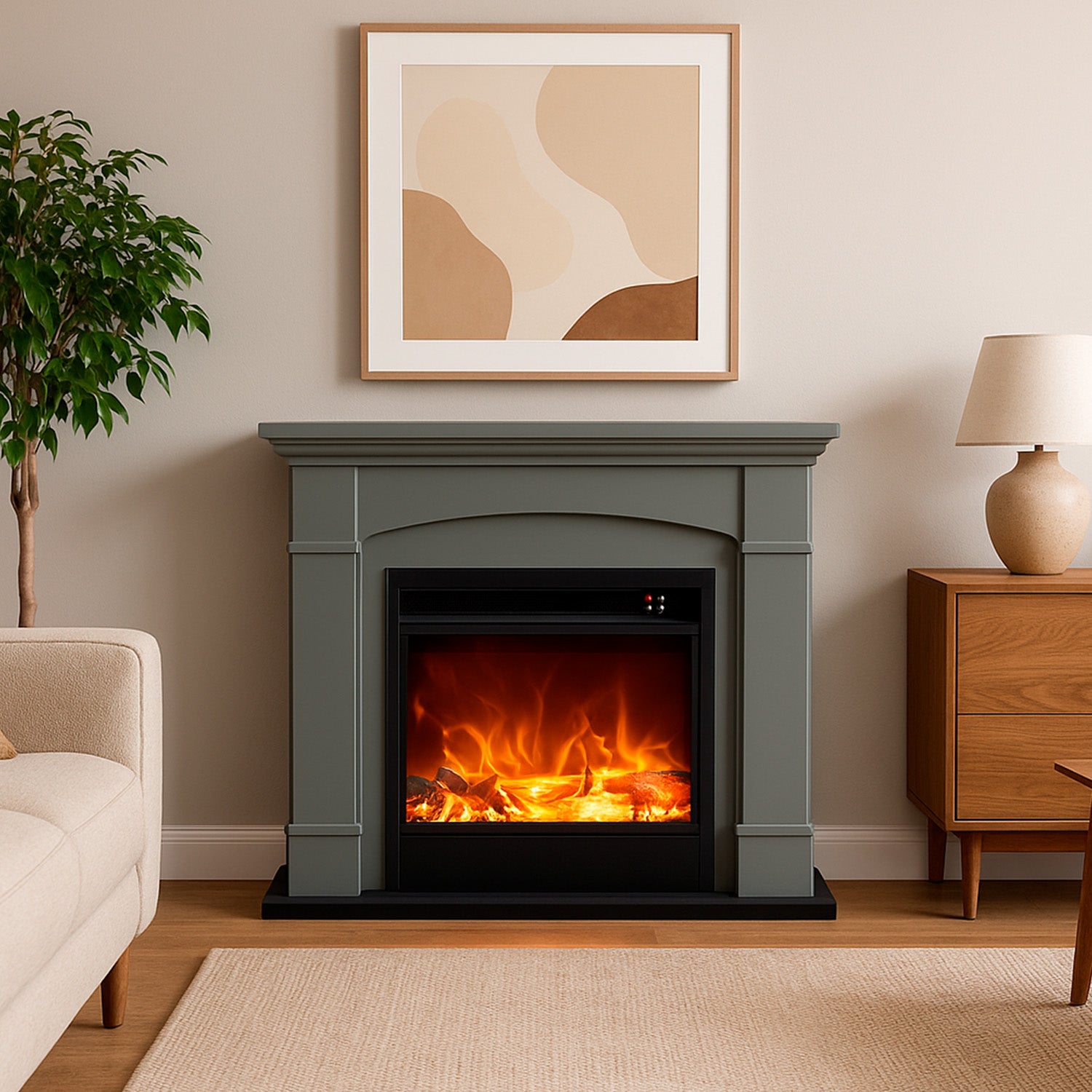 Caminetto Da Terra Grigio Scuro Sined Eleganza e Calore Per La Tua Casa