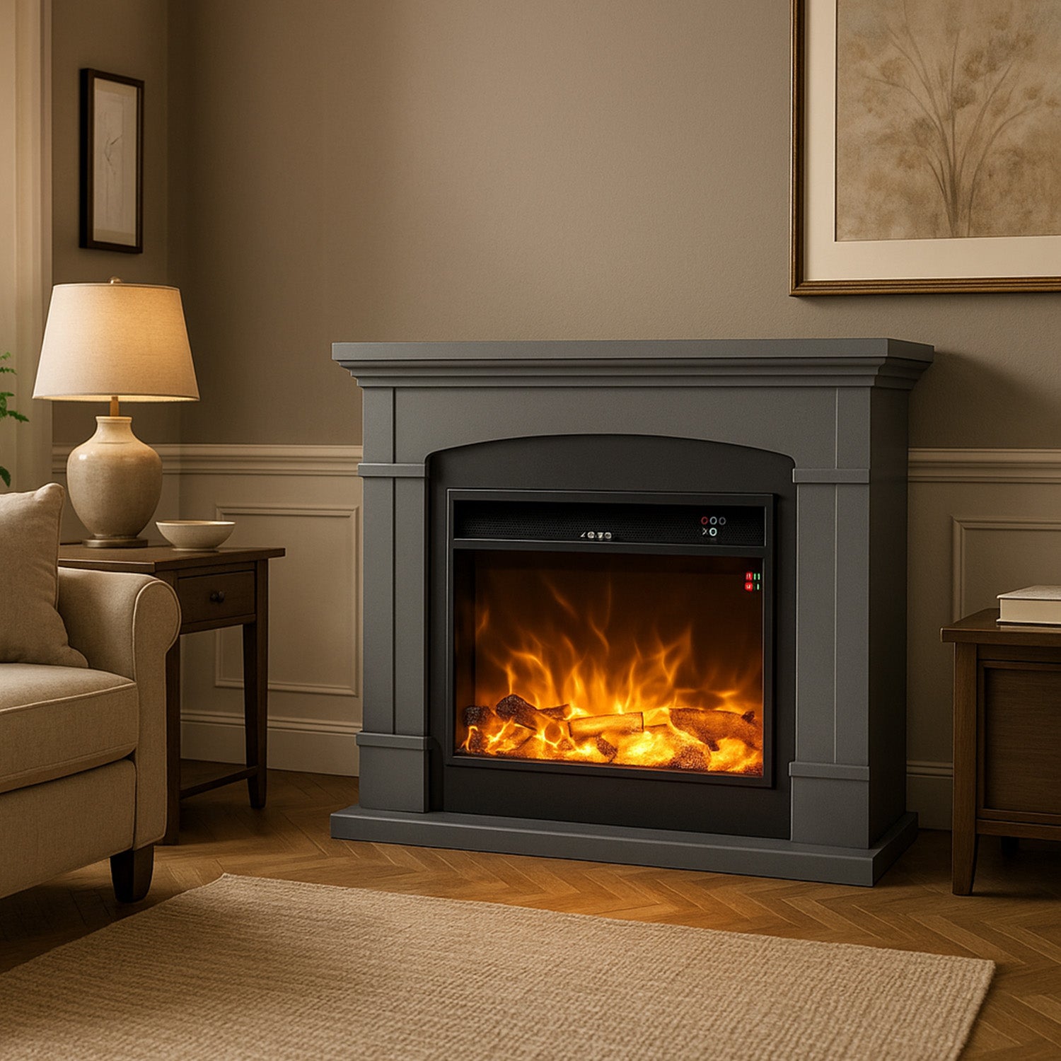 Caminetto Da Terra Grigio Scuro Sined Eleganza e Calore Per La Tua Casa