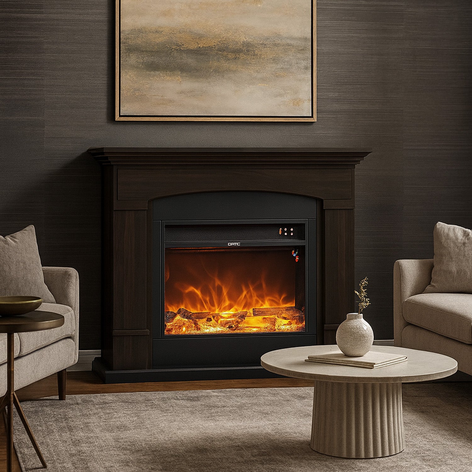 Caminetto Elettrico Wenge 1500w Con Effetto Fiamma Led
