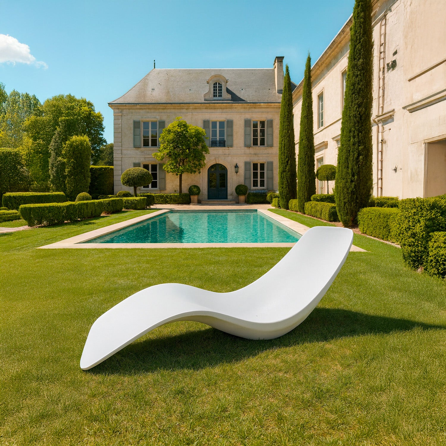 Chaise Longue Antares Bianca In Fibra Di Vetro Di Lusso
