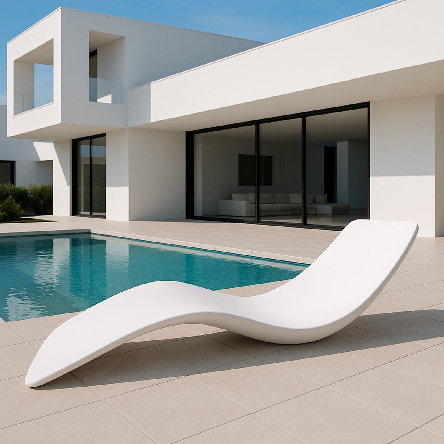Chaise Longue Antares Bianca In Fibra Di Vetro Di Lusso