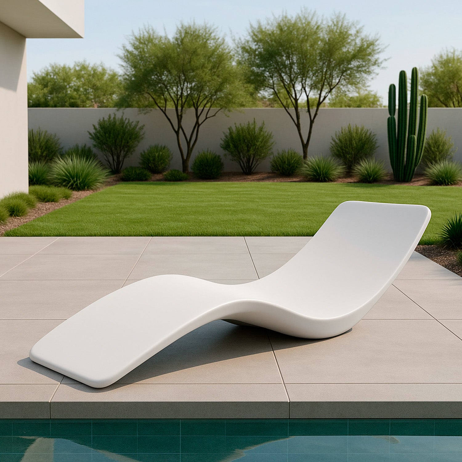 Chaise Longue Antares Bianca In Fibra Di Vetro Di Lusso