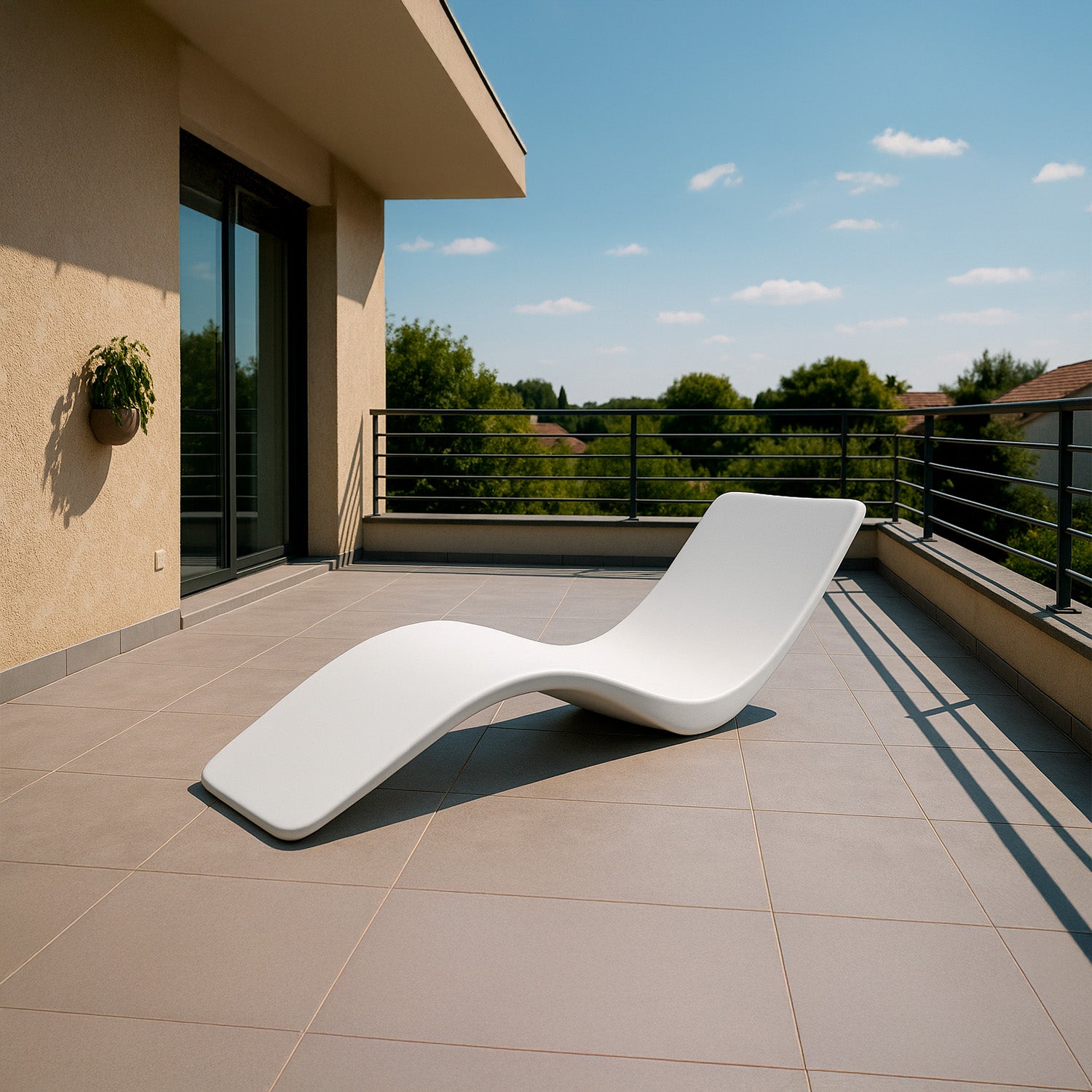 Chaise Longue Antares Bianca In Fibra Di Vetro Di Lusso