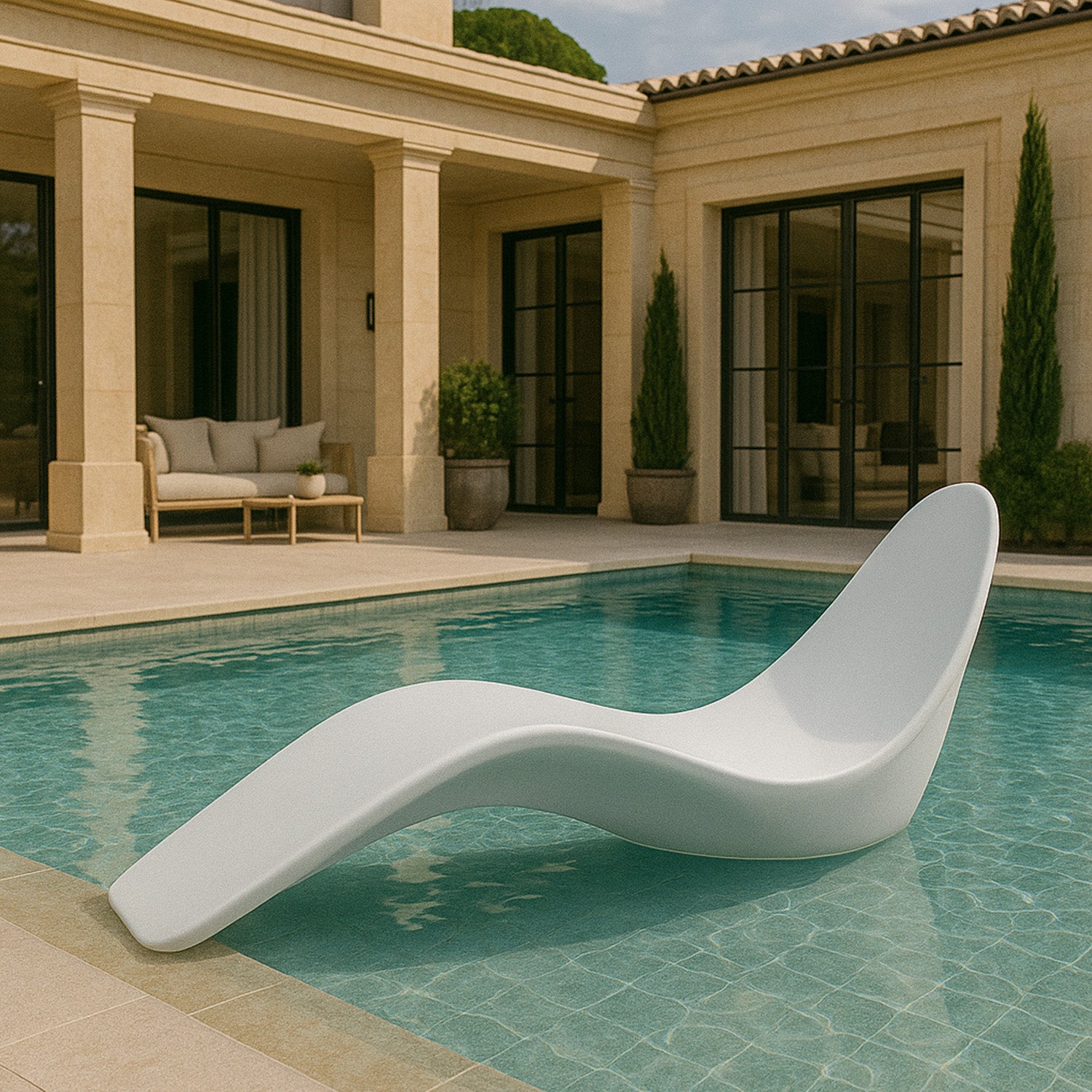 Chaise Longue Bianca In Vetroresina Sined Comfort e Design Per Interni Ed Esterni
