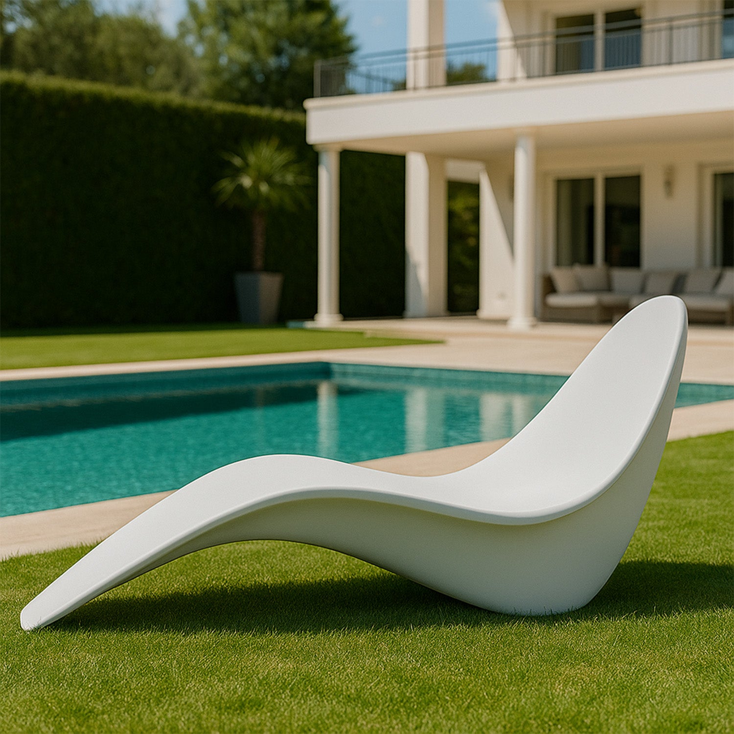 Chaise Longue Bianca In Vetroresina Sined Comfort e Design Per Interni Ed Esterni
