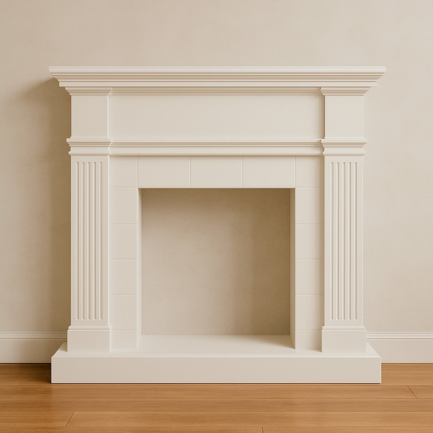Sined Cornice Camino Caldera Bianco Made In Europe Per Inserto Elettrico Caminetto Vulcano Da 60 Cm o Bruciatore Ispica Da 75 Cm Design Classico Senza Tempo