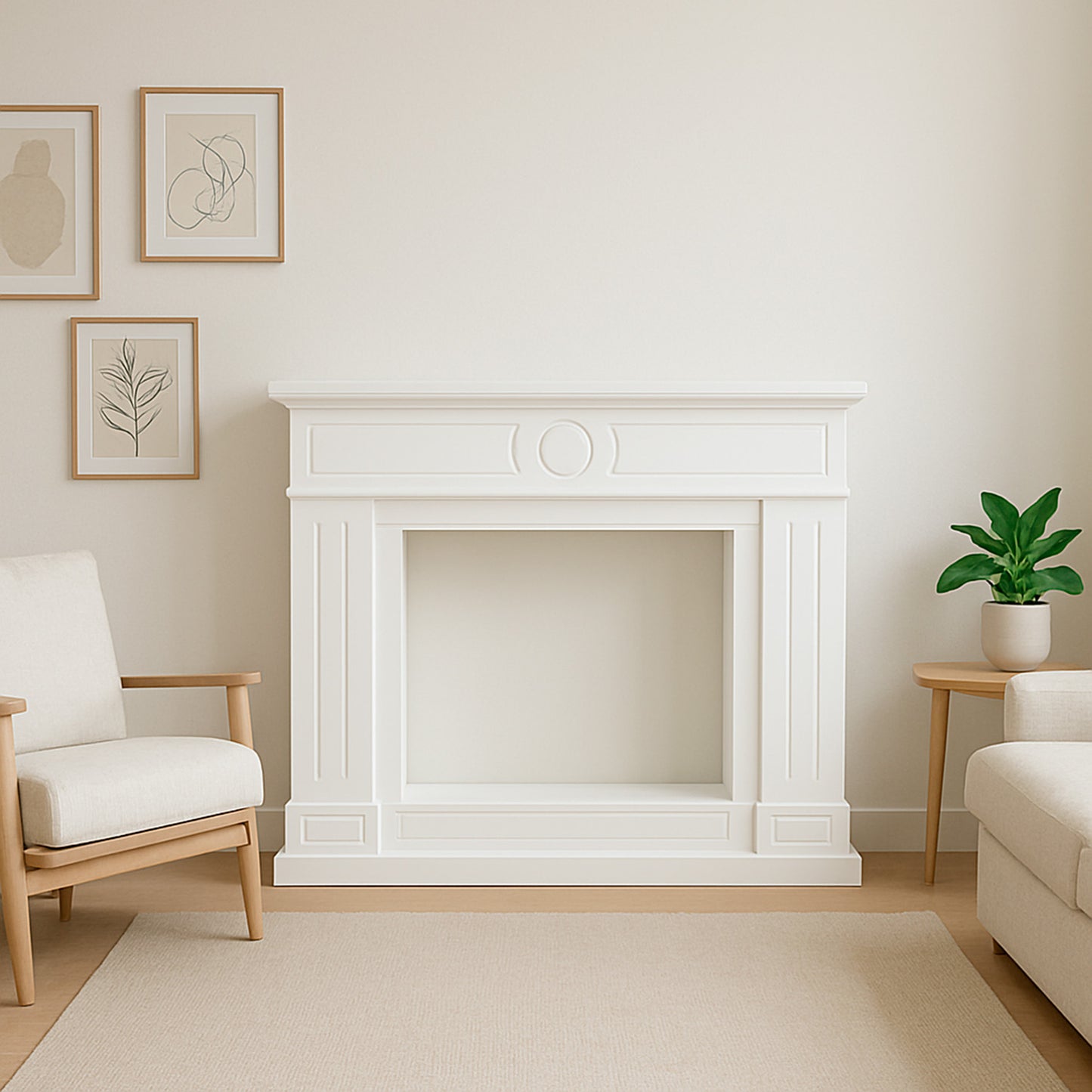 Cornice Lipari Bianco Crema Per Caminetto Elettrico