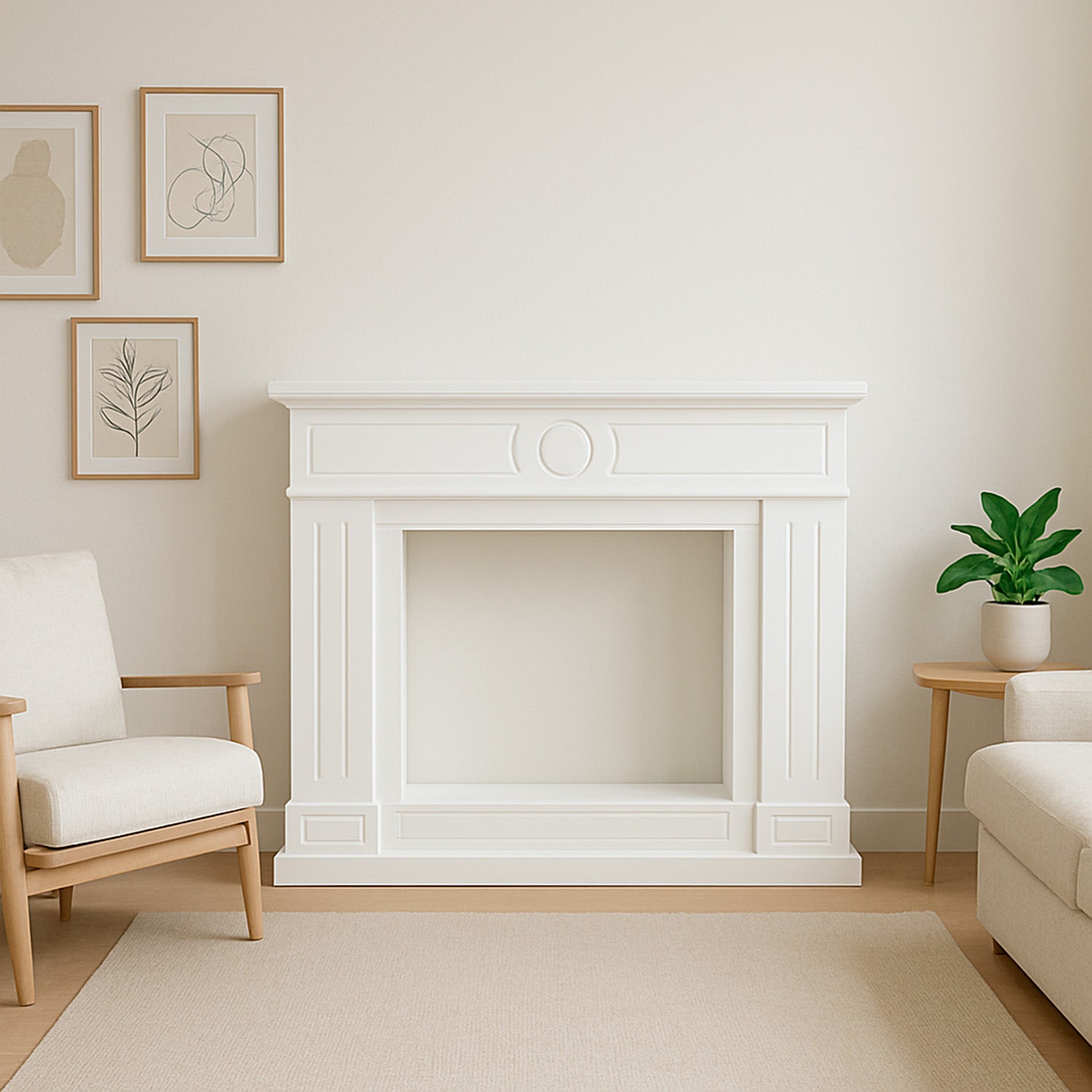 Cornice Lipari Bianco Crema Per Caminetto Elettrico