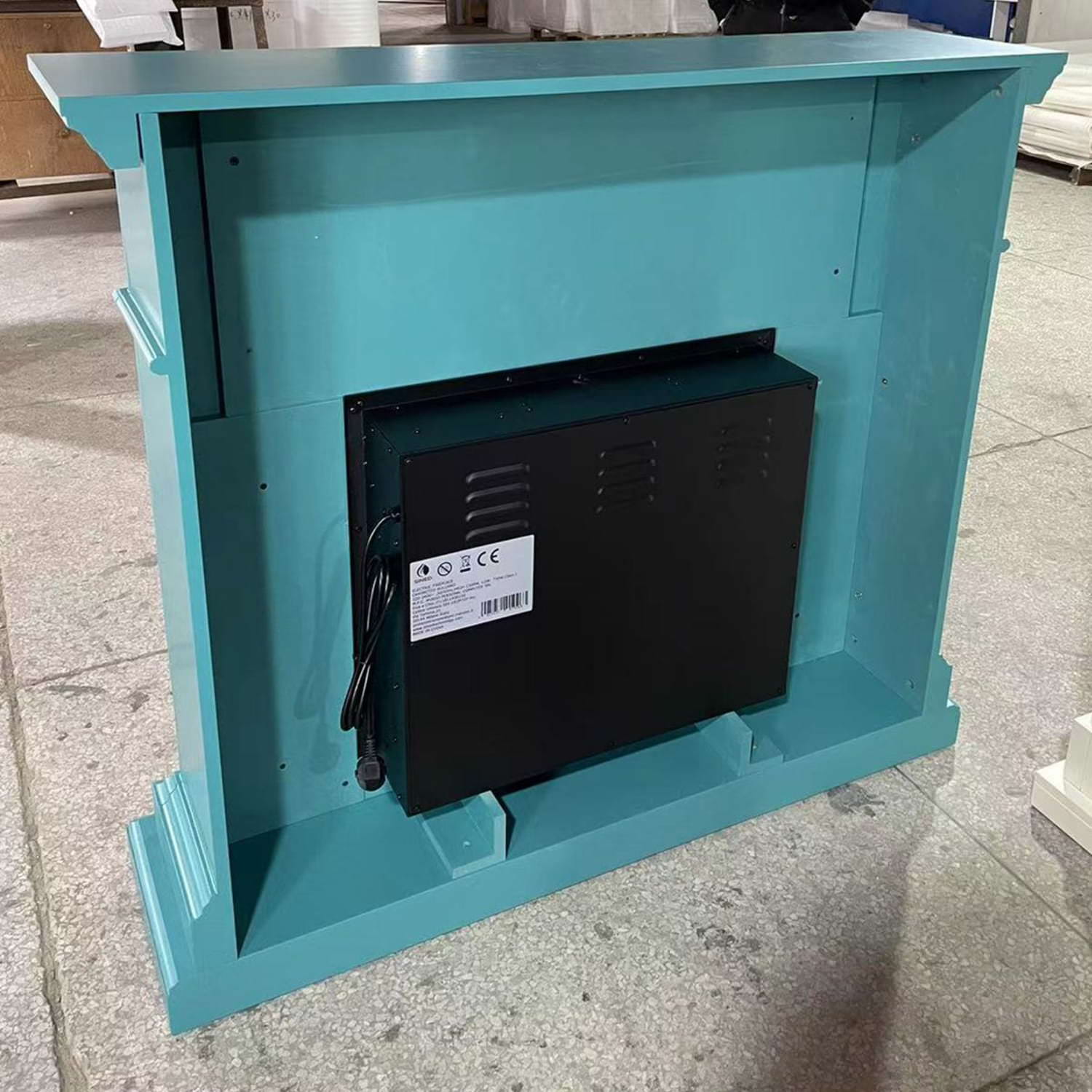 Cornice Blu Turchese Lipari Per Caminetto Elettrico