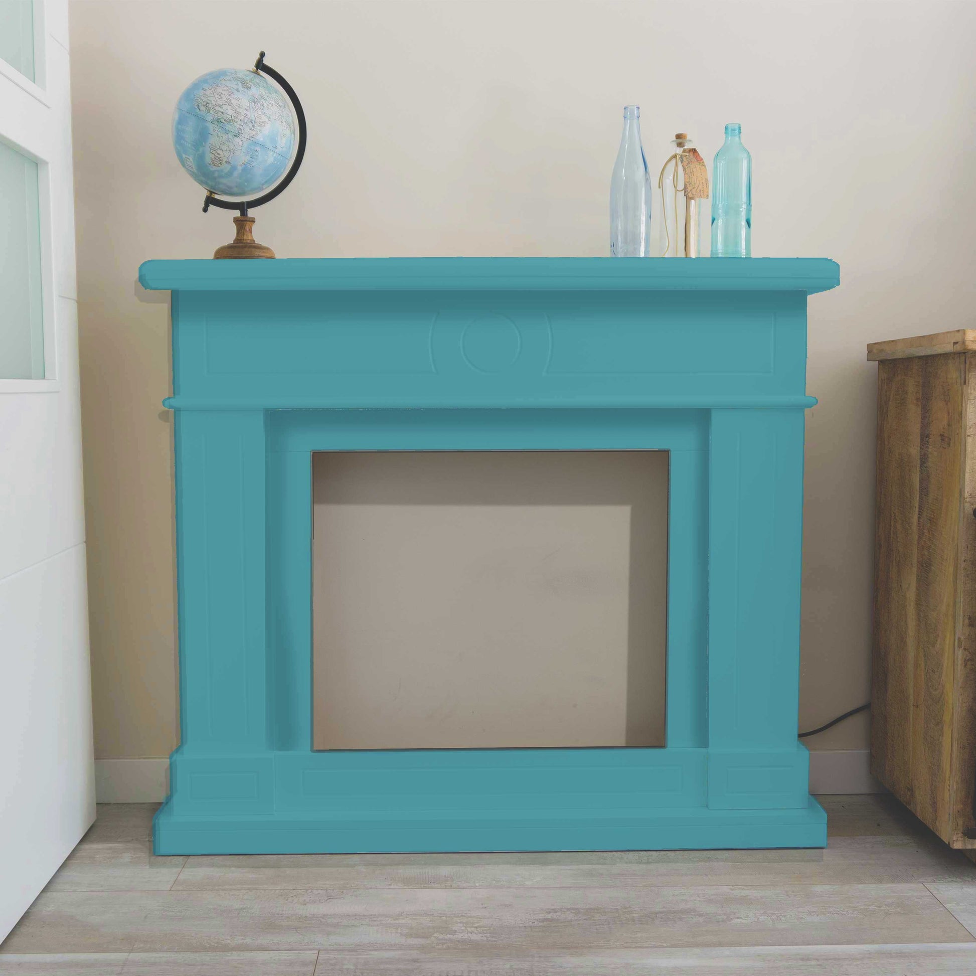 Cornice Blu Turchese Lipari Per Caminetto Elettrico