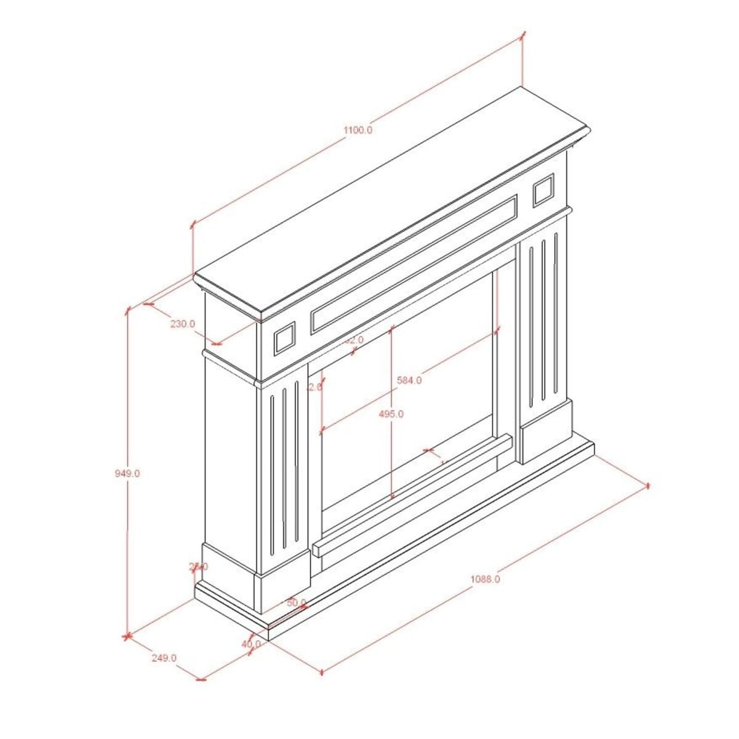 Cornice In Legno Grigio Scuro Per Camino Design Elegante e Resistente