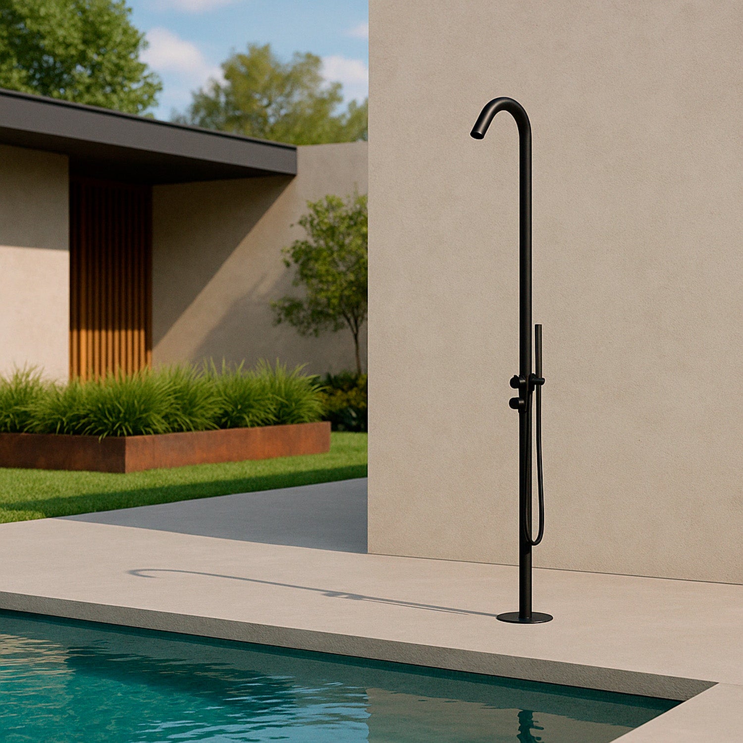 Doccia Da Giardino Nera In Acciaio Inox Aisi 316l Con Miscelatore e Doccetta Design Elegante e Resistente Per Esterni e Interni Acquista Ora Con Spedizione Gratuita e Garanzia Postvendita