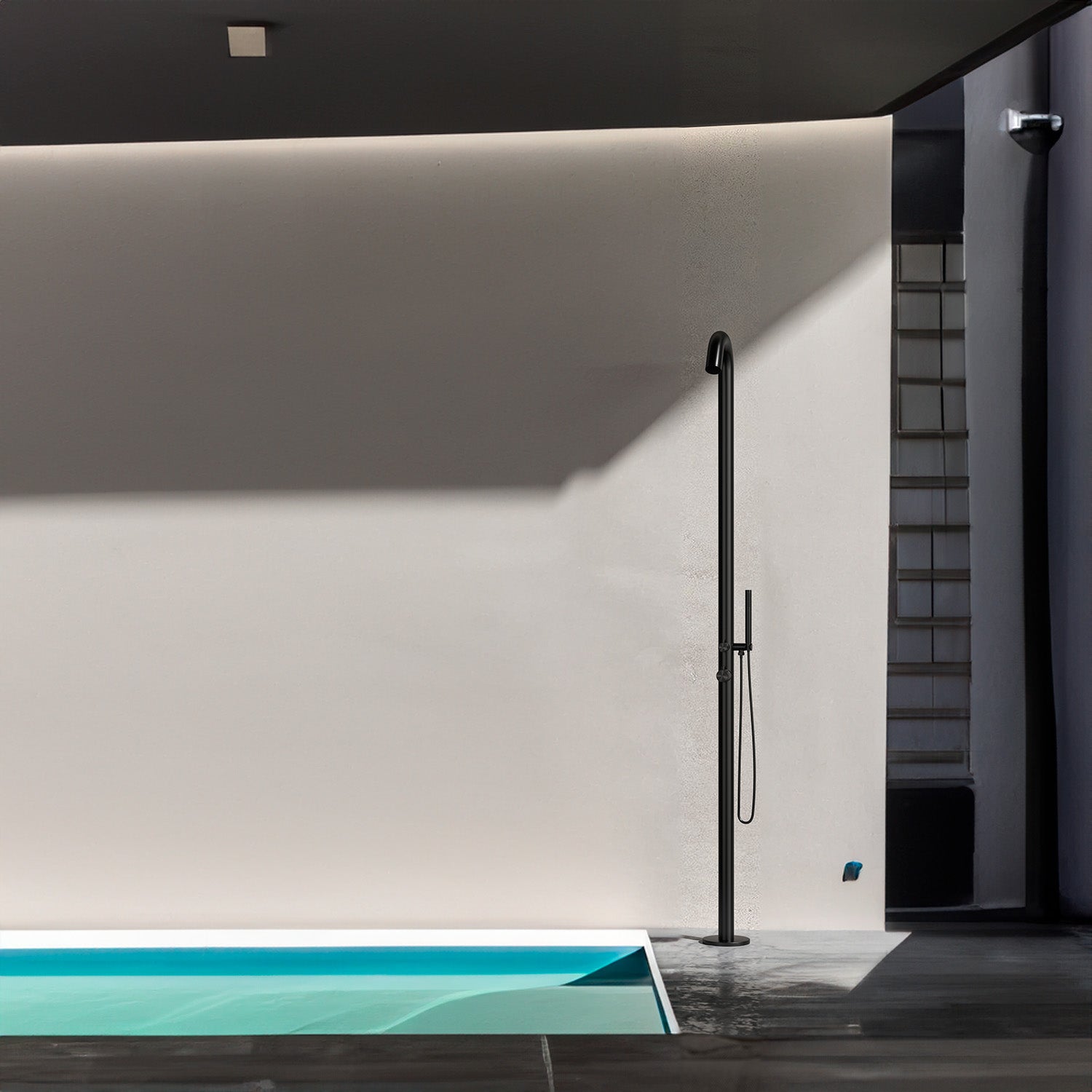 Doccia Nera In Acciaio Inox 316l Con Soffione e Doccino
