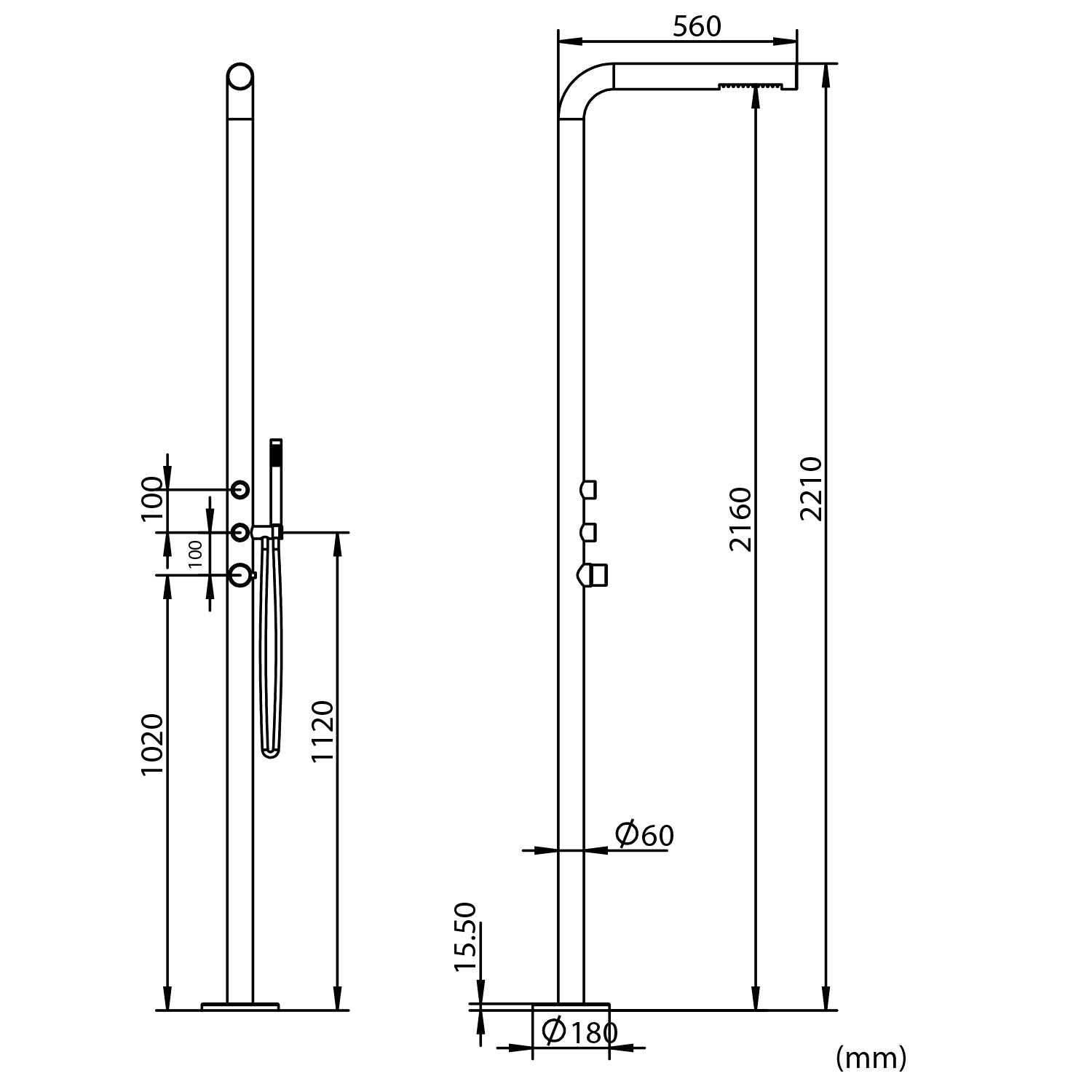 Doccia Esterna Budoni Nera In Acciaio Inox Aisi 316l Elegante e Resistente Con Doppio Miscelatore e Doccetta a Mano Ideale Per Giardini e Piscine Acquisto Sicuro e Consegna Veloce