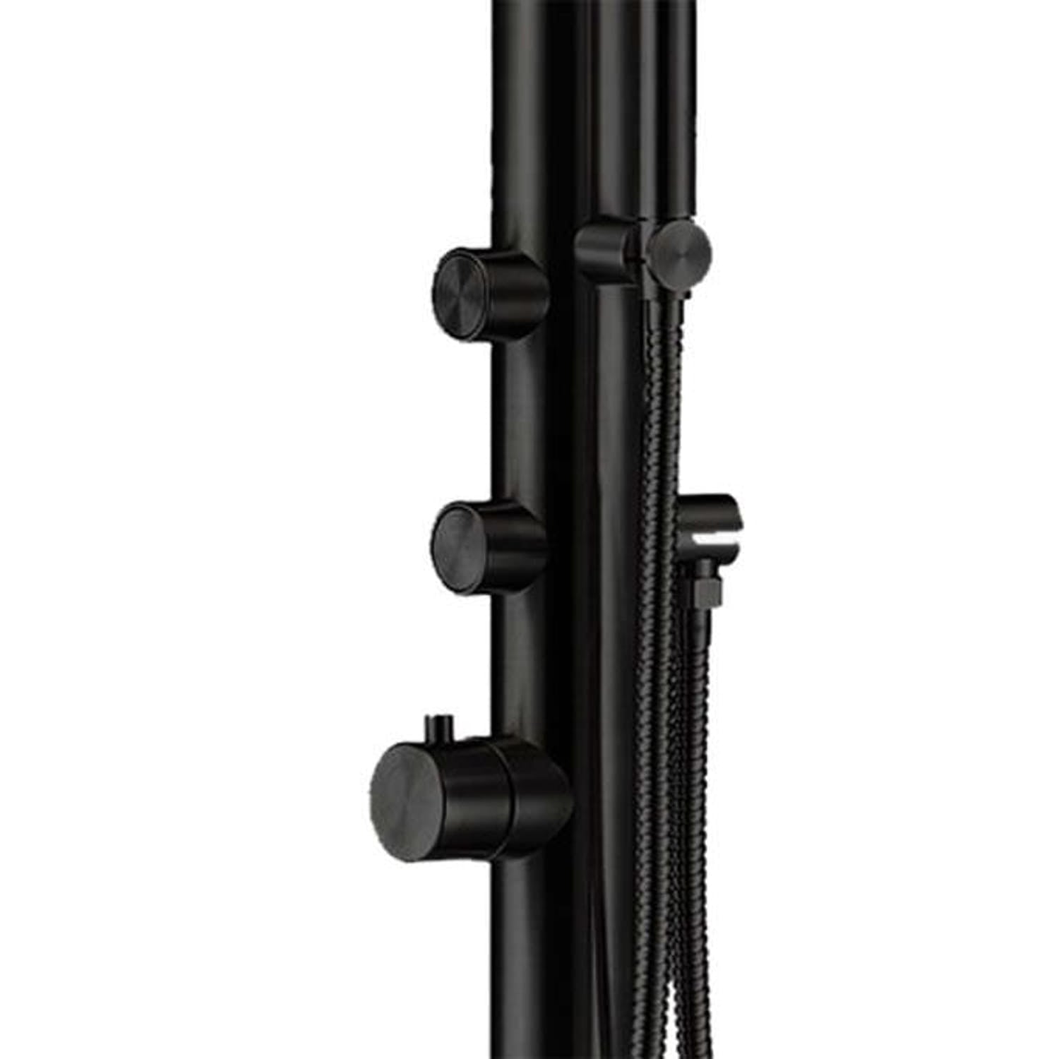 Doccia Esterna Budoni Nera In Acciaio Inox Aisi 316l Elegante e Resistente Con Doppio Miscelatore e Doccetta a Mano Ideale Per Giardini e Piscine Acquisto Sicuro e Consegna Veloce