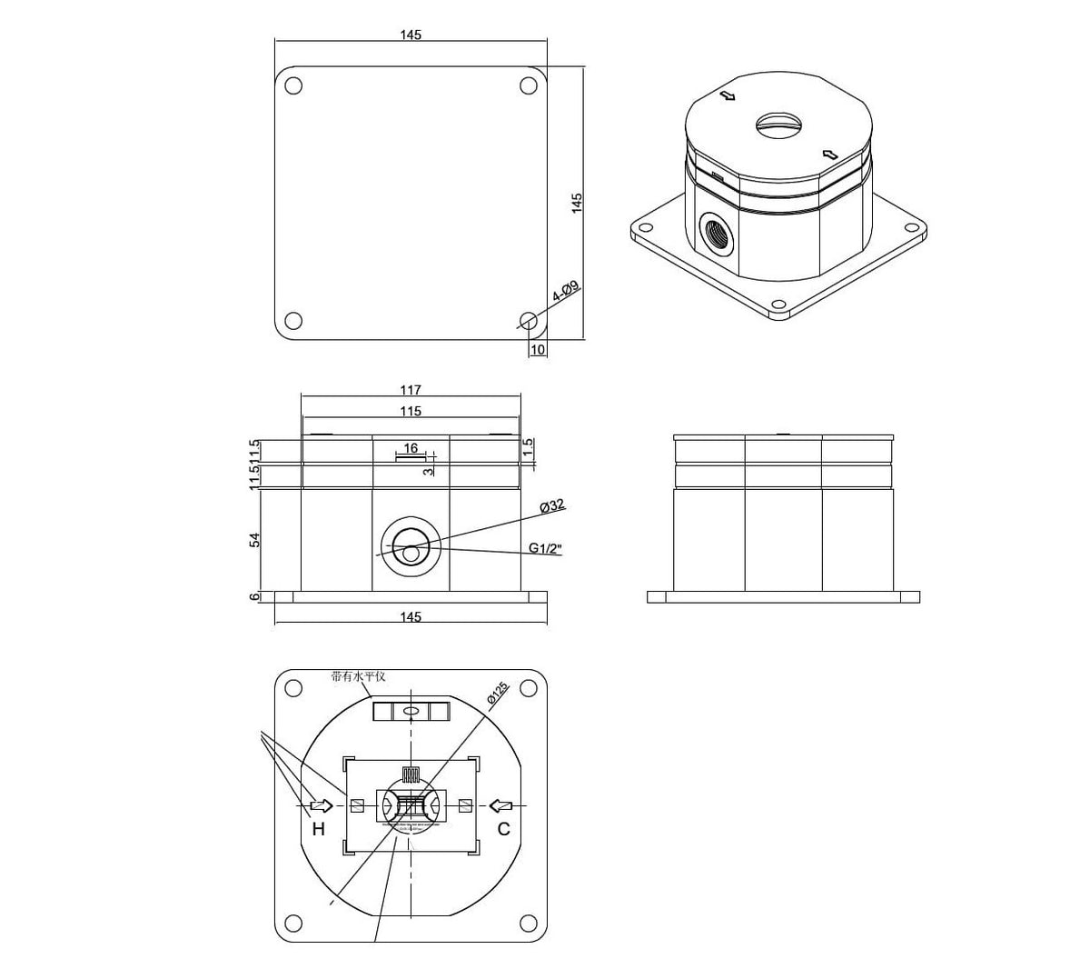 Sistema Di Fissaggio Rapido Per Docce Inox Sined Cbox Instal