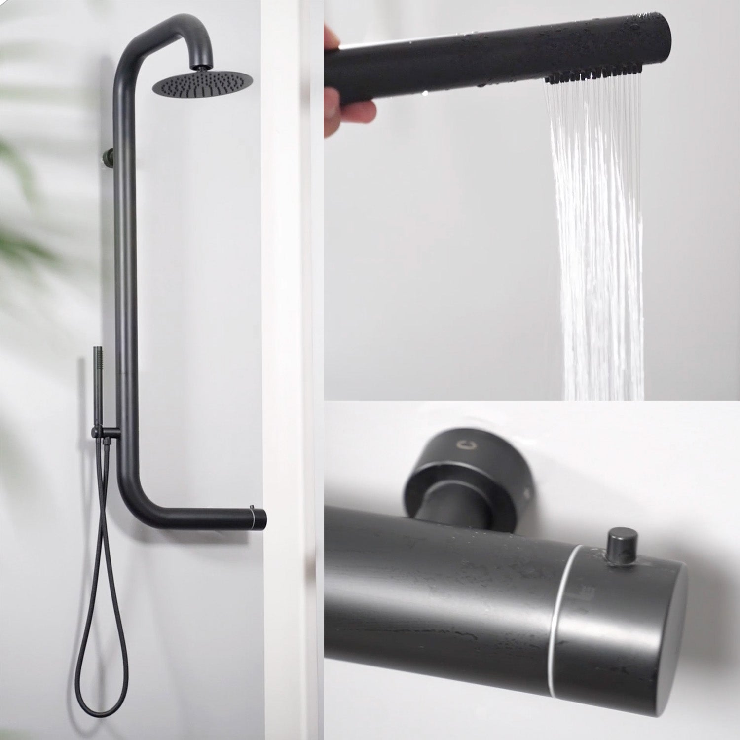 Doccia Cabras Nera In Acciaio Inox a Parete Eleganza e Resistenza