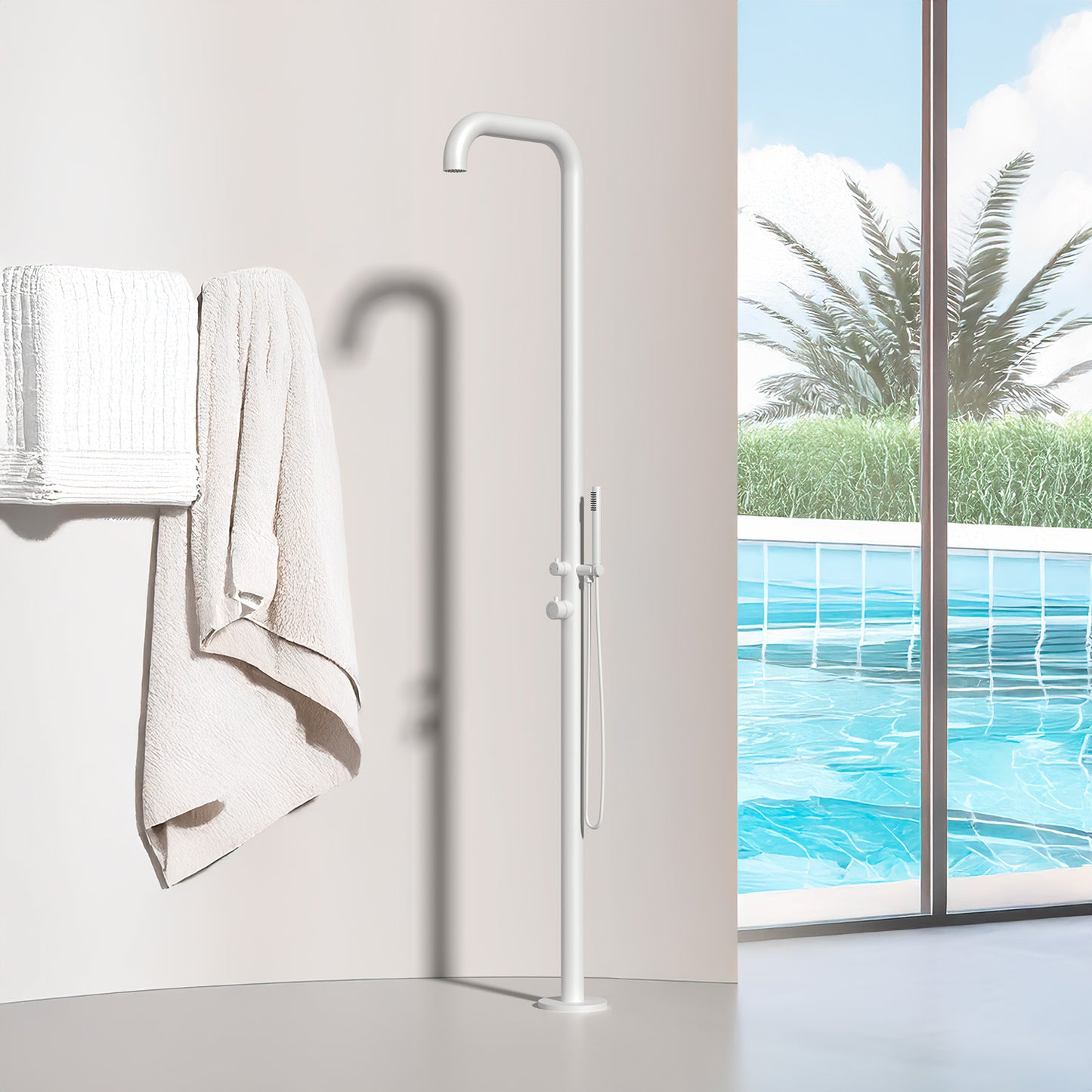 Doccia Chia Bianca Inox 316l Eleganza e Durabilita Per Esterni