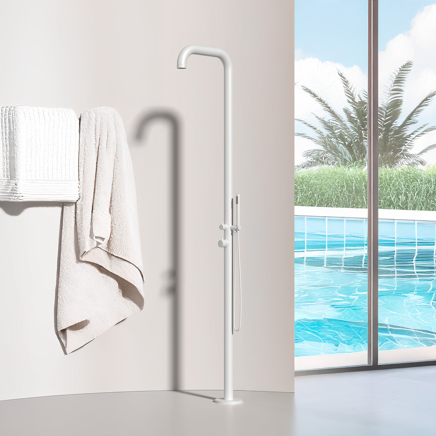 Doccia Chia Bianca Inox 316l Eleganza e Durabilita Per Esterni