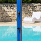 Doccia Solare Ecologica In Alluminio Blu Con Soffione Da 20 Cm Miscelatore Rubinetto Lavapiedi e Struttura Curva Per Esterni Serbatoio Da 35 Litri Altezza 226 Cm Ideale Per Piscine Giardini Hotel e Campeggi Acquista Ora Per Un Investimento Sicuro