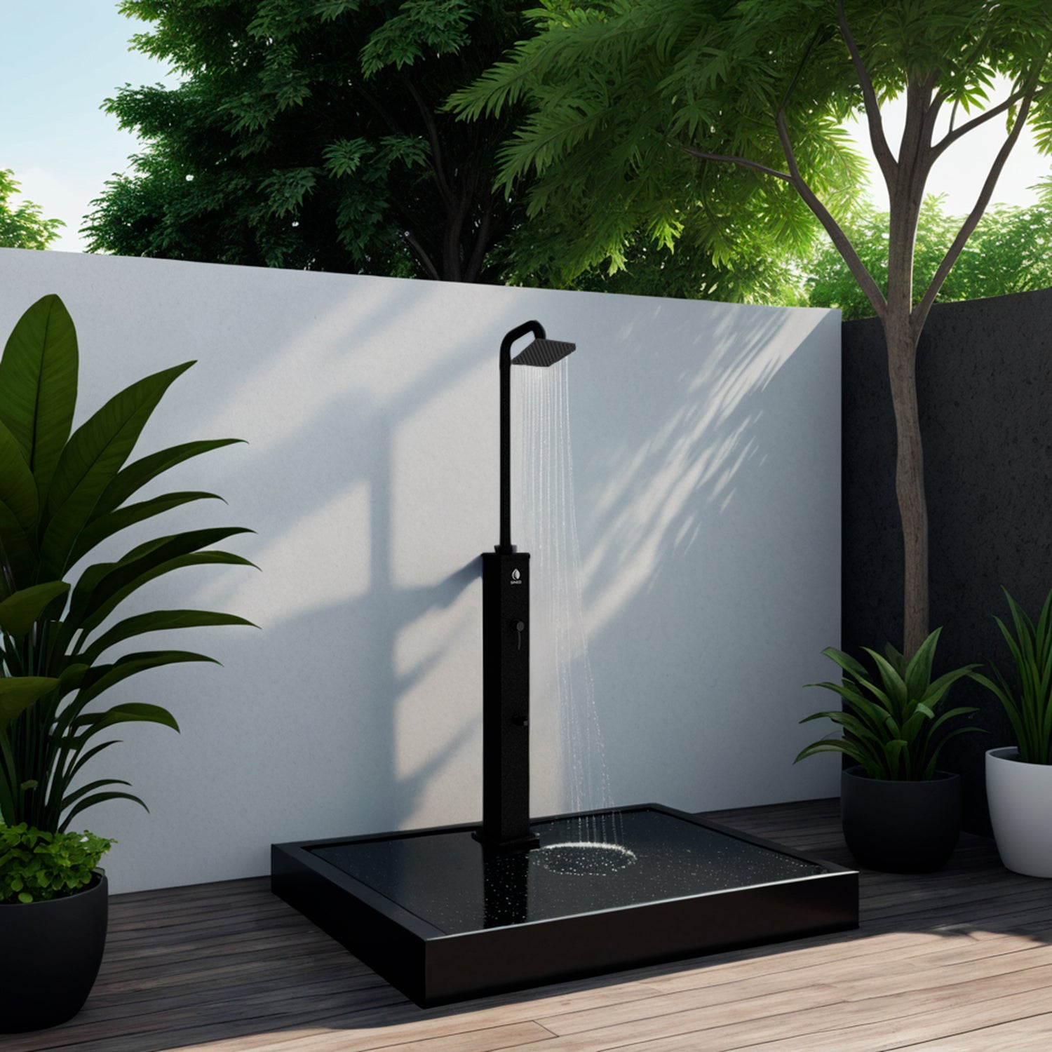Doccia Solare Nera In Alluminio Sined Dino Eleganza e Funzionalita Per Il Tuo Giardino