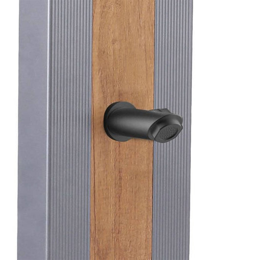Doccia Solare Grigia In Alluminio Con Fascia Legno e Soffion