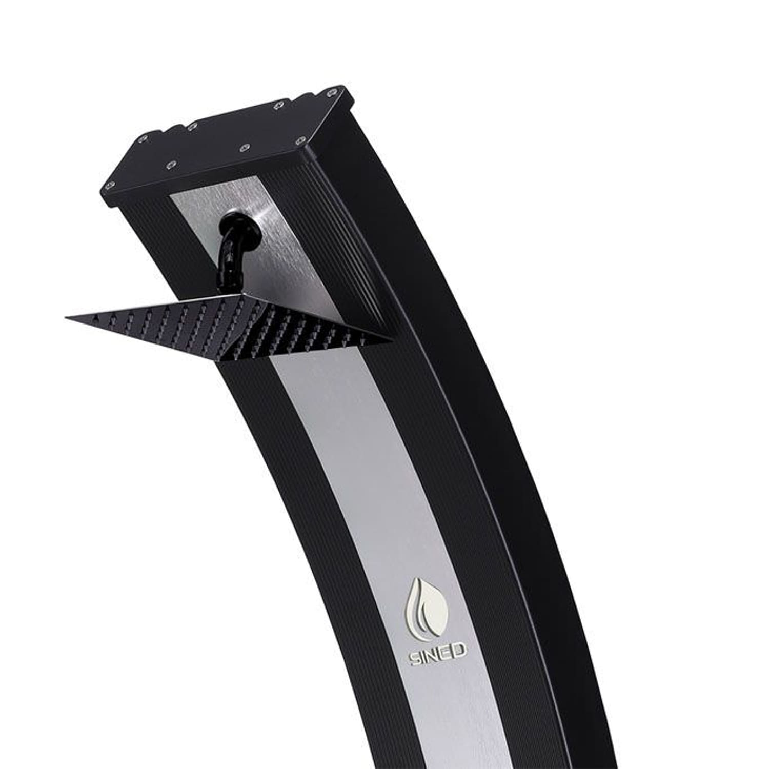 Doccia Solare Nera In Alluminio 40 Litri Con Fascia Inox