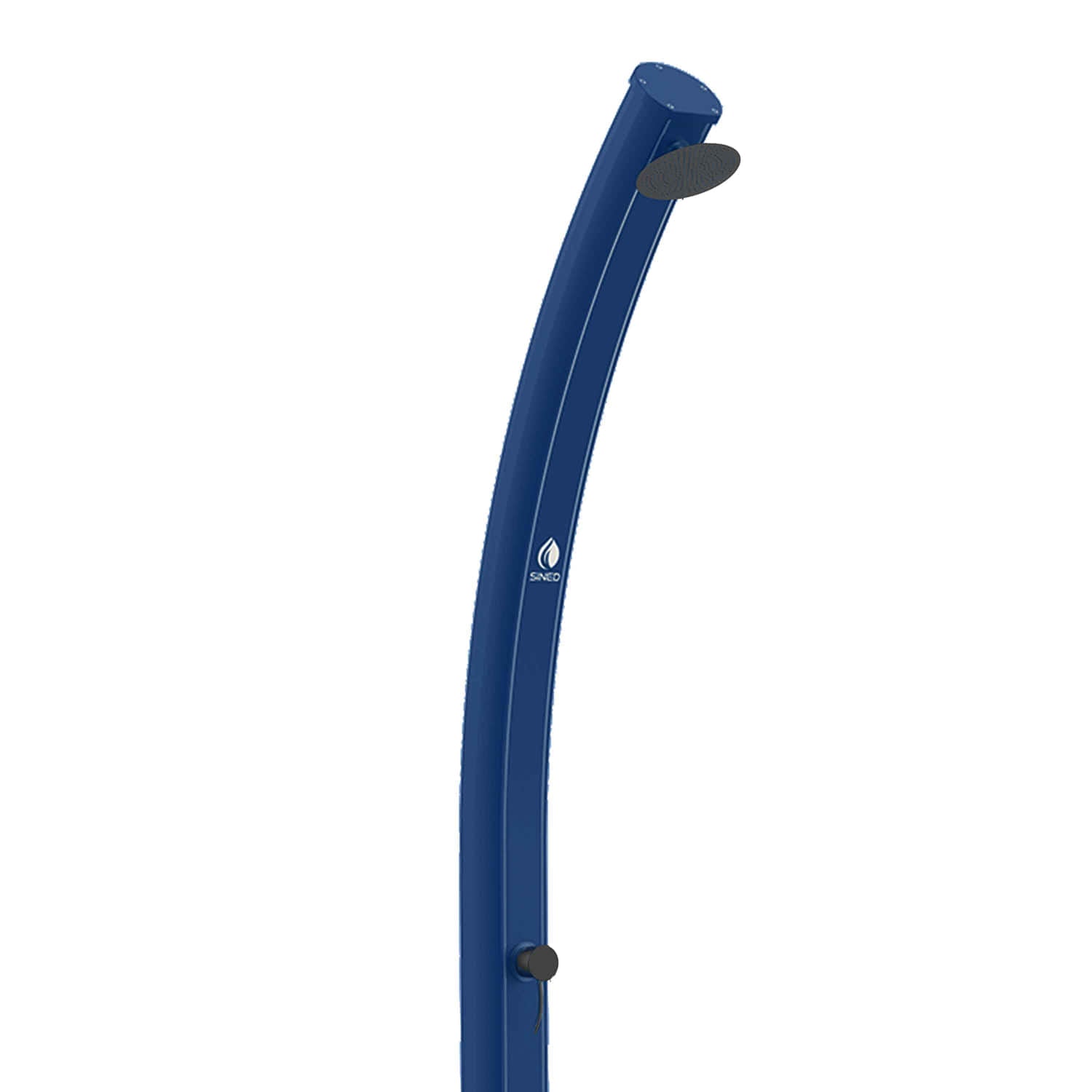 Doccia Solare Blu In Alluminio Da 25 Litri Con Soffione Rotondo Da 15 Cm Miscelatore e Rubinetto Lavapiedi Struttura Curva In Alluminio Per Esterno Altezza 226 Cm Ideale Per Bordo Piscina Giardino Beb Hotel e Campeggi Realizzata Con Materiali Di