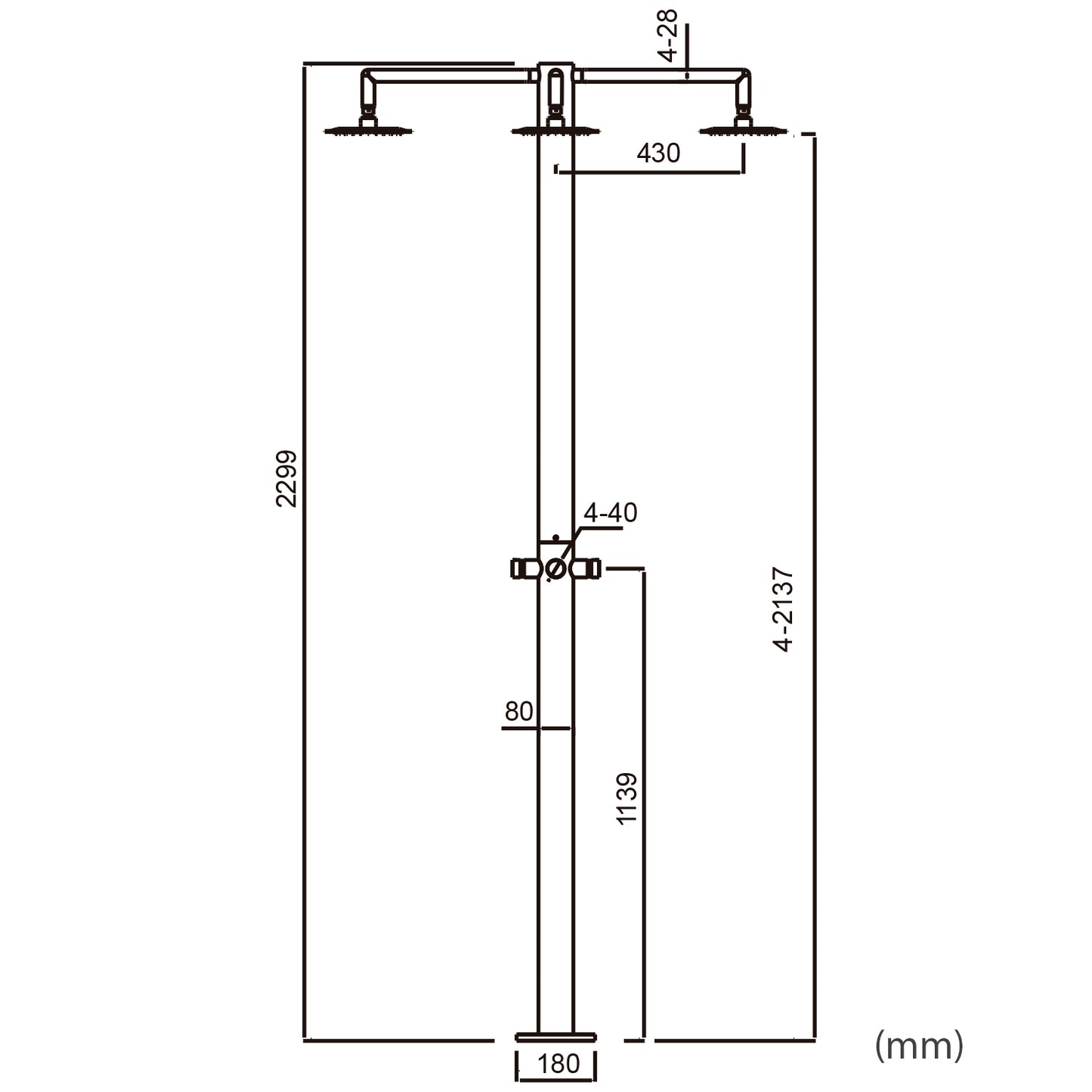 Doccia Esterna Inox Idra 4 Getti Eleganza e Durabilita