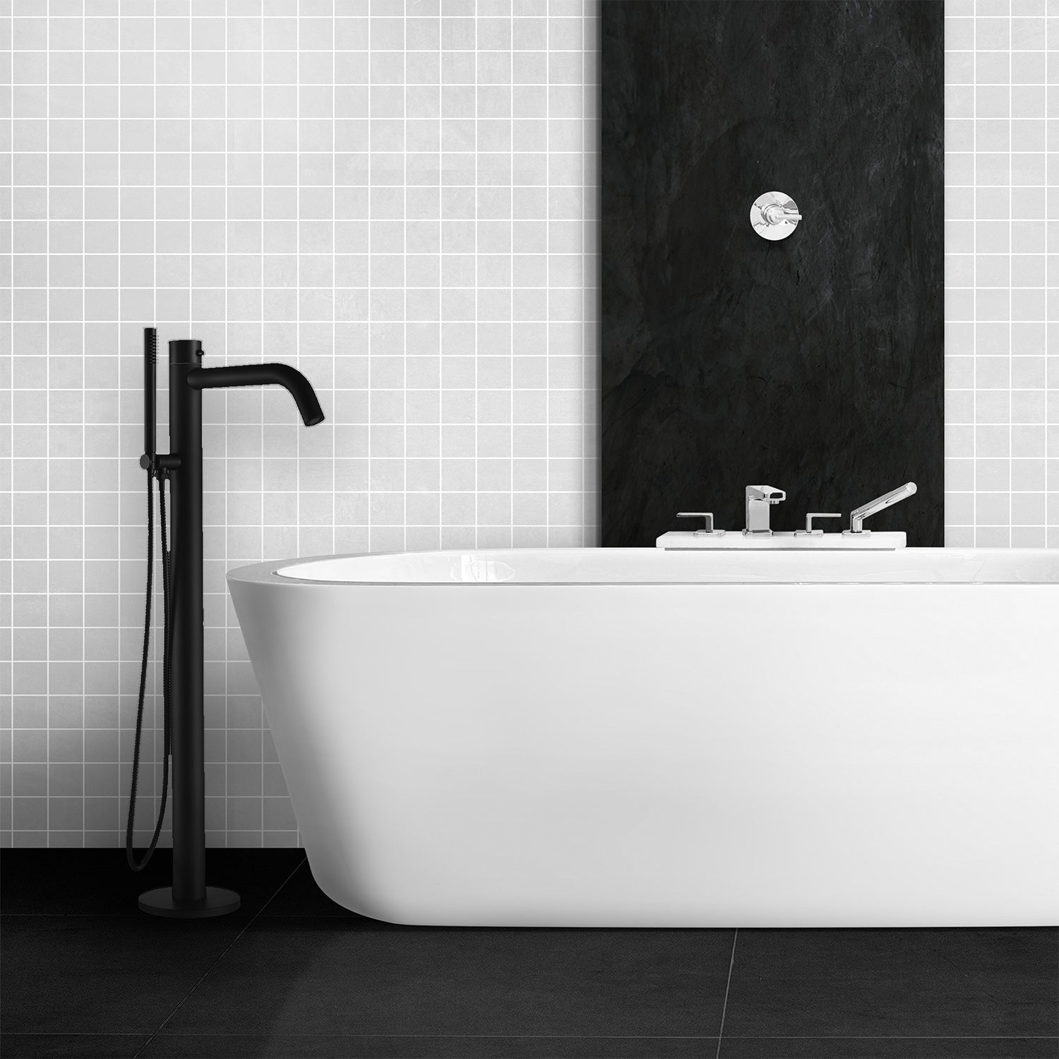 Sined Oristano Rubinetto Nero Per Vasca Con Doccetta Inox 316l Per Esterno Vasca Con Doccetta